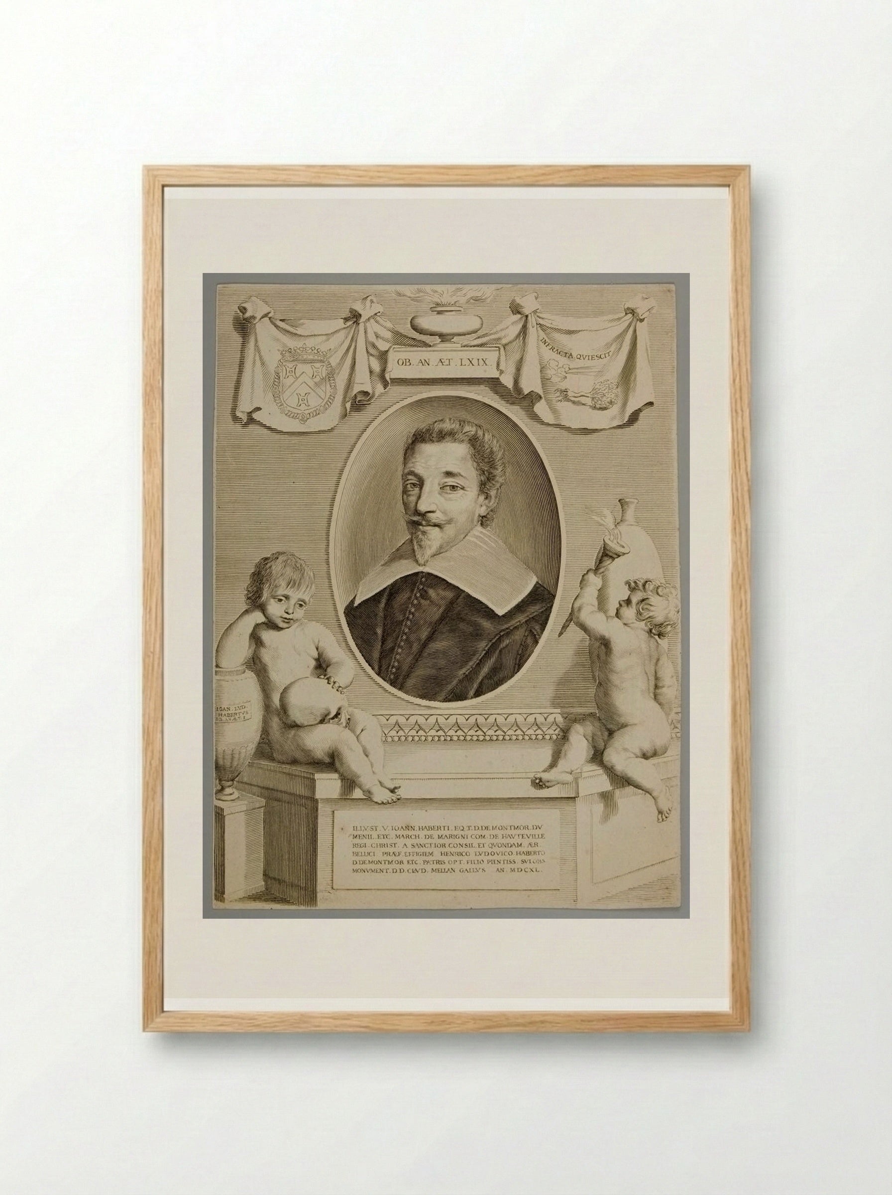 Jean Habert de Montmor - Claude Mellan - Framed Print Wood
