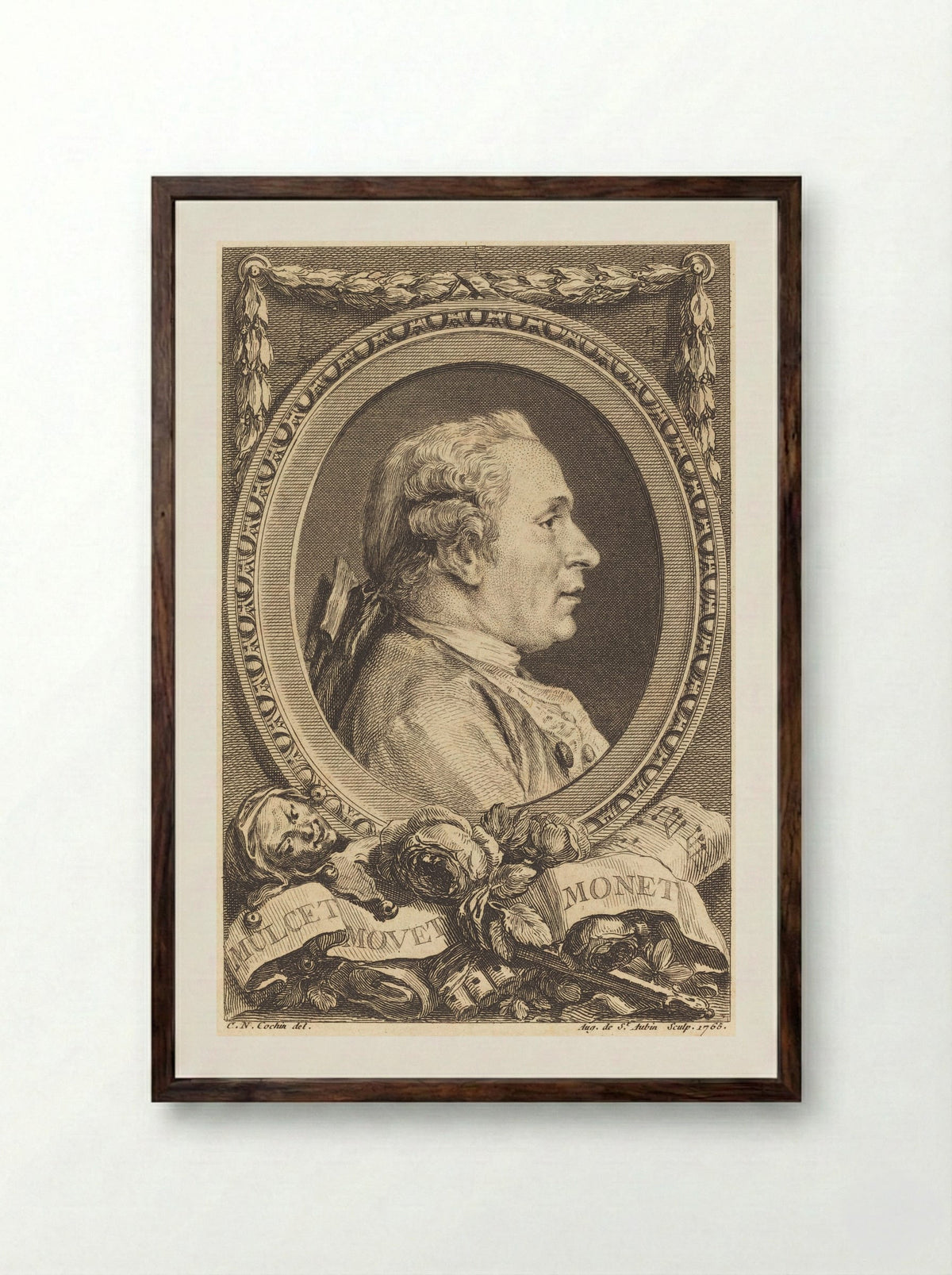 Jean Monnet - Augustin de Saint-Aubin - Framed Print Dark Wood