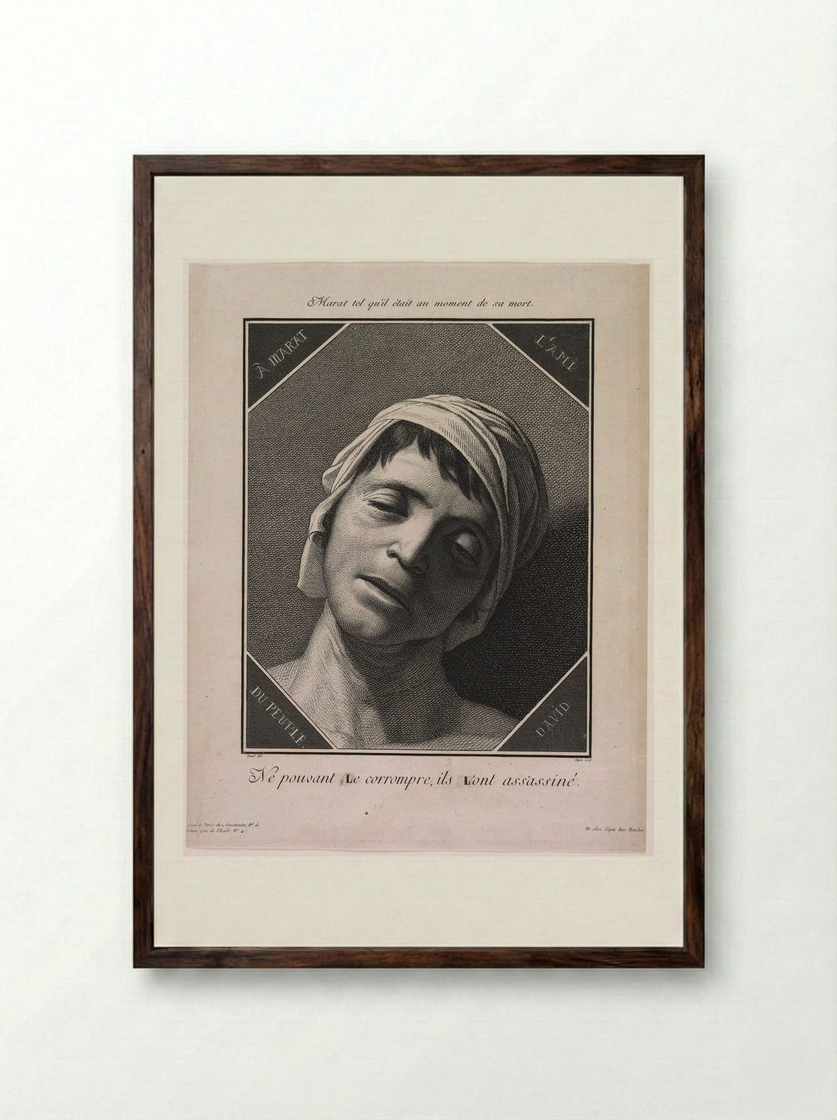 Jean-Paul Marat - Jacques-Louis Copia - Framed Print Dark Wood