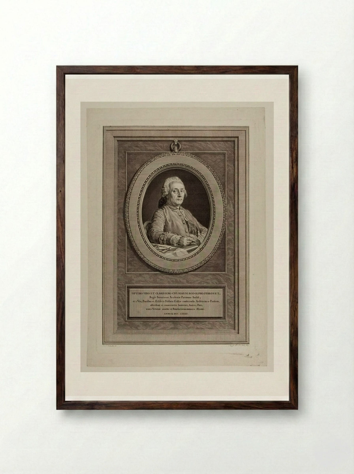 Jean Rodolphe Perronet - Augustin de Saint-Aubin - Framed Print Dark Wood