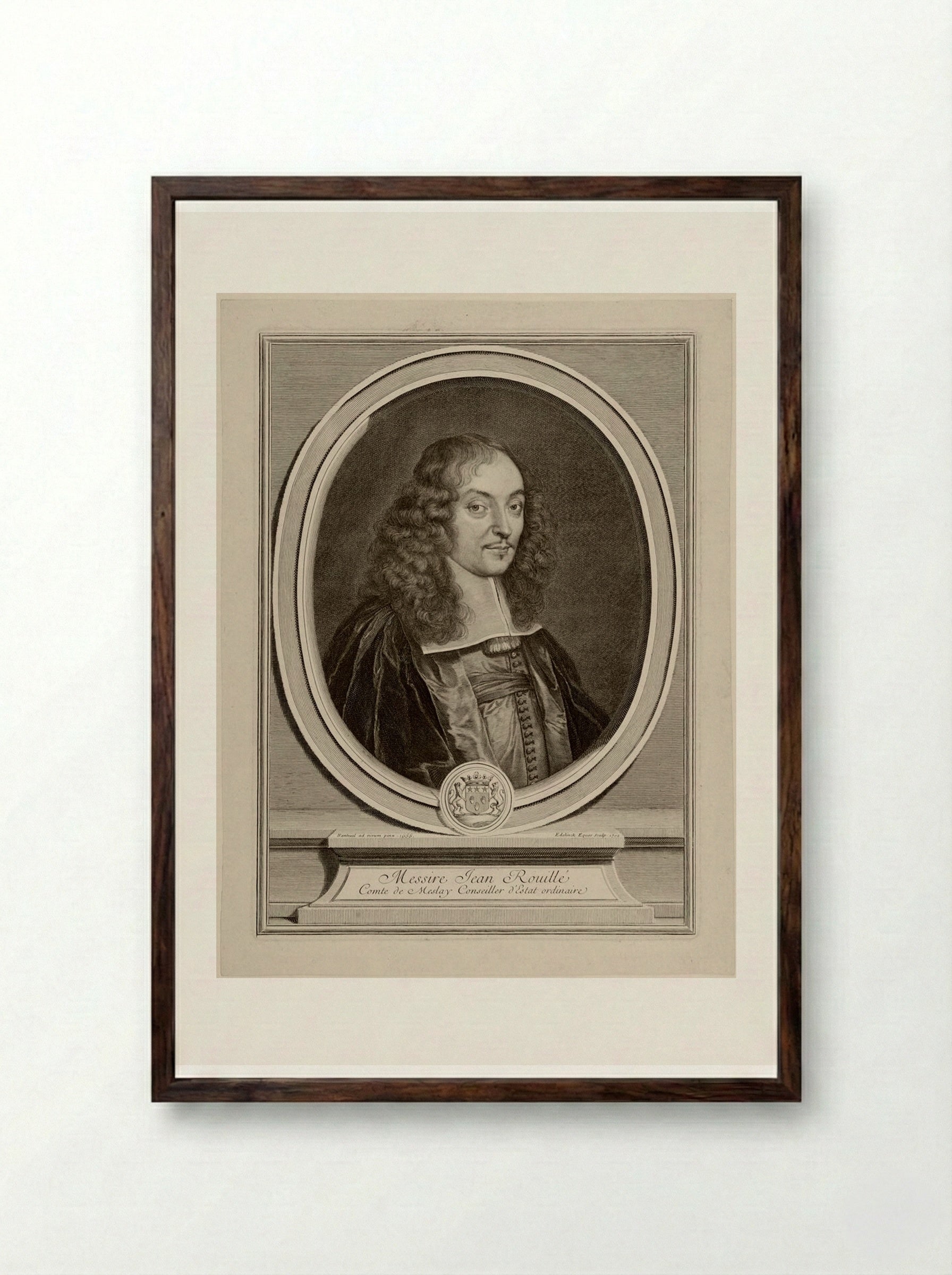 Jean Rouillé, Comte de Meslay - Gérard Edelinck - Framed Print Dark Wood