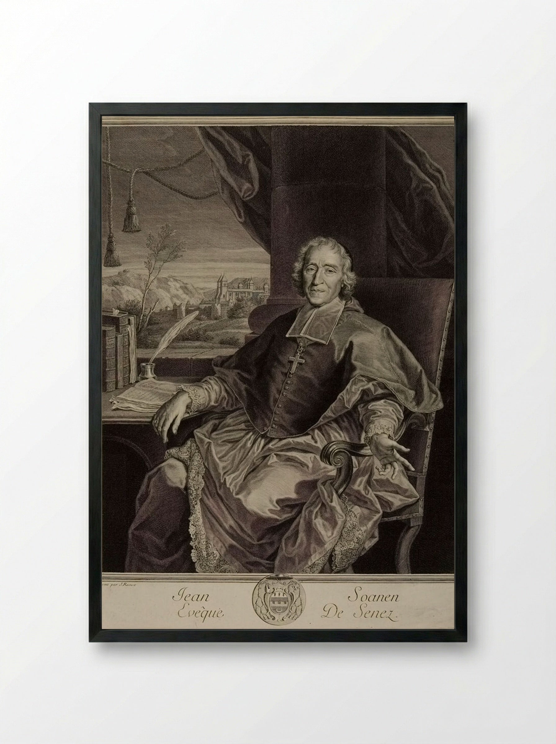 Jean Soanen, Bishop of Senez - Jacques Chereau - Framed Print Black