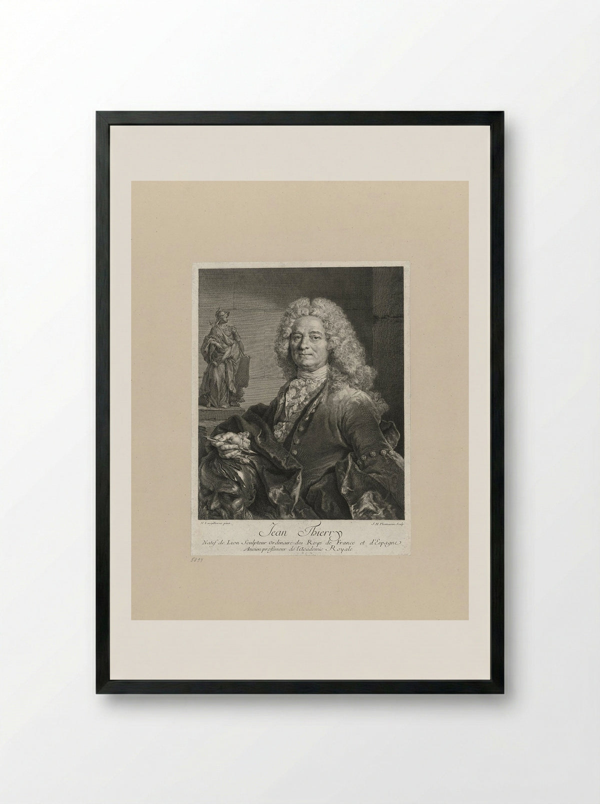 Jean Thierry (Portrait of the Sculptor) - Simon Henri Thomassin - Framed Print Black