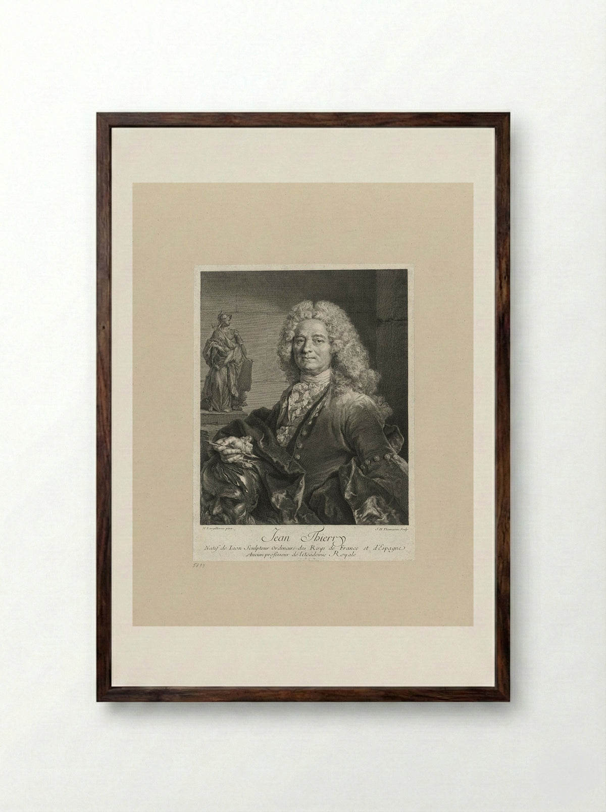 Jean Thierry (Portrait of the Sculptor) - Simon Henri Thomassin - Framed Print Dark Wood