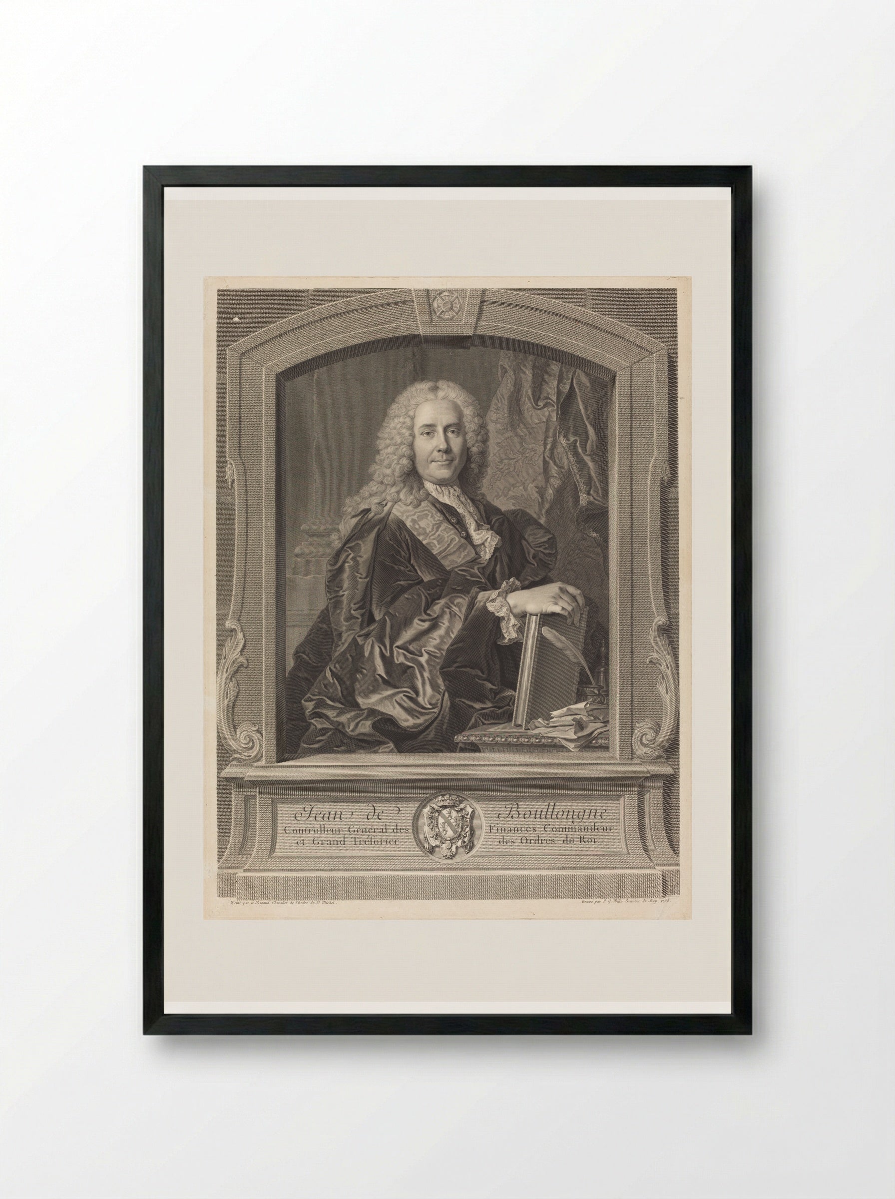 Jean de Boullongne - Johann Georg Wille - Framed Print Black
