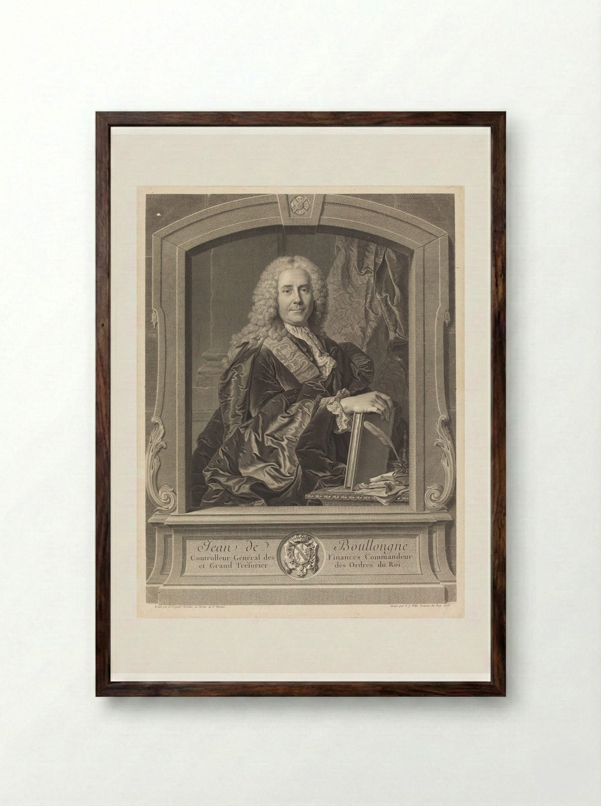 Jean de Boullongne - Johann Georg Wille - Framed Print Dark Wood