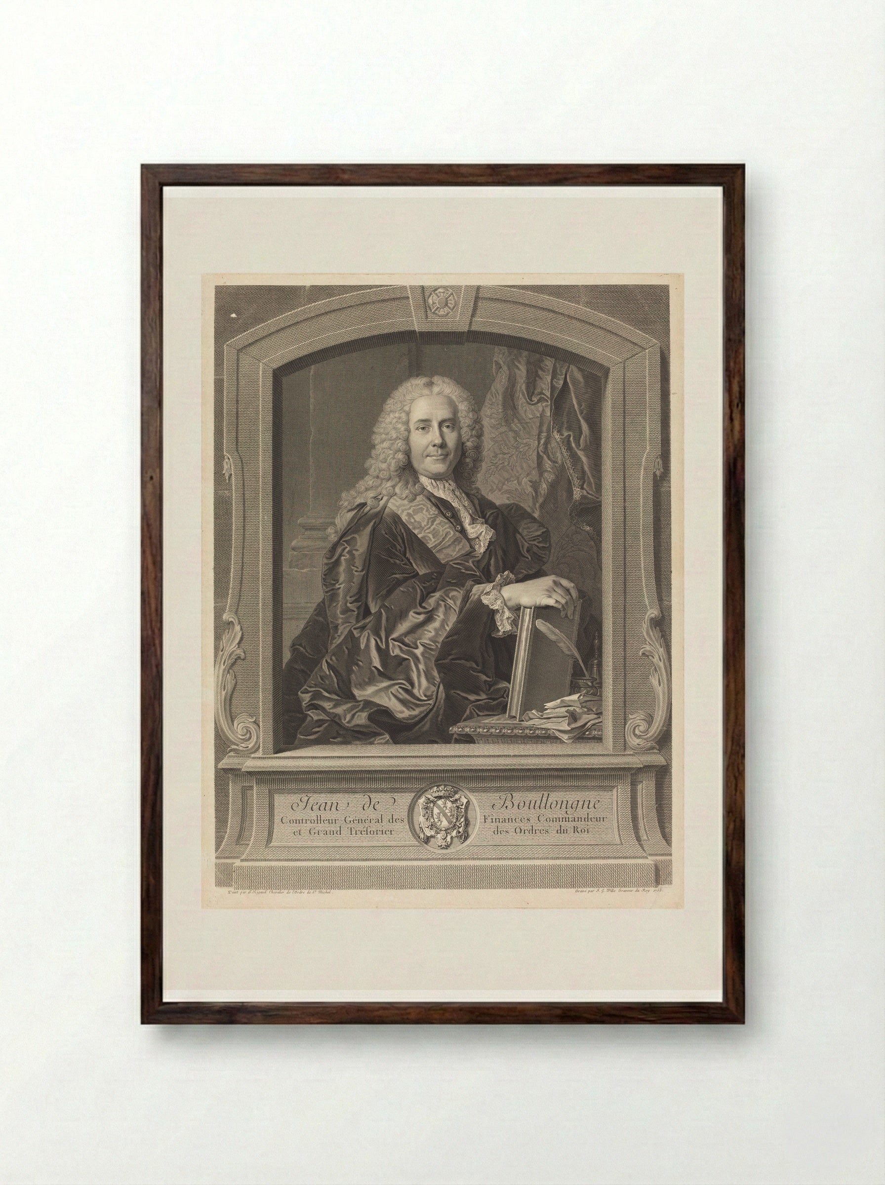 Jean de Boullongne - Johann Georg Wille - Framed Print Dark Wood