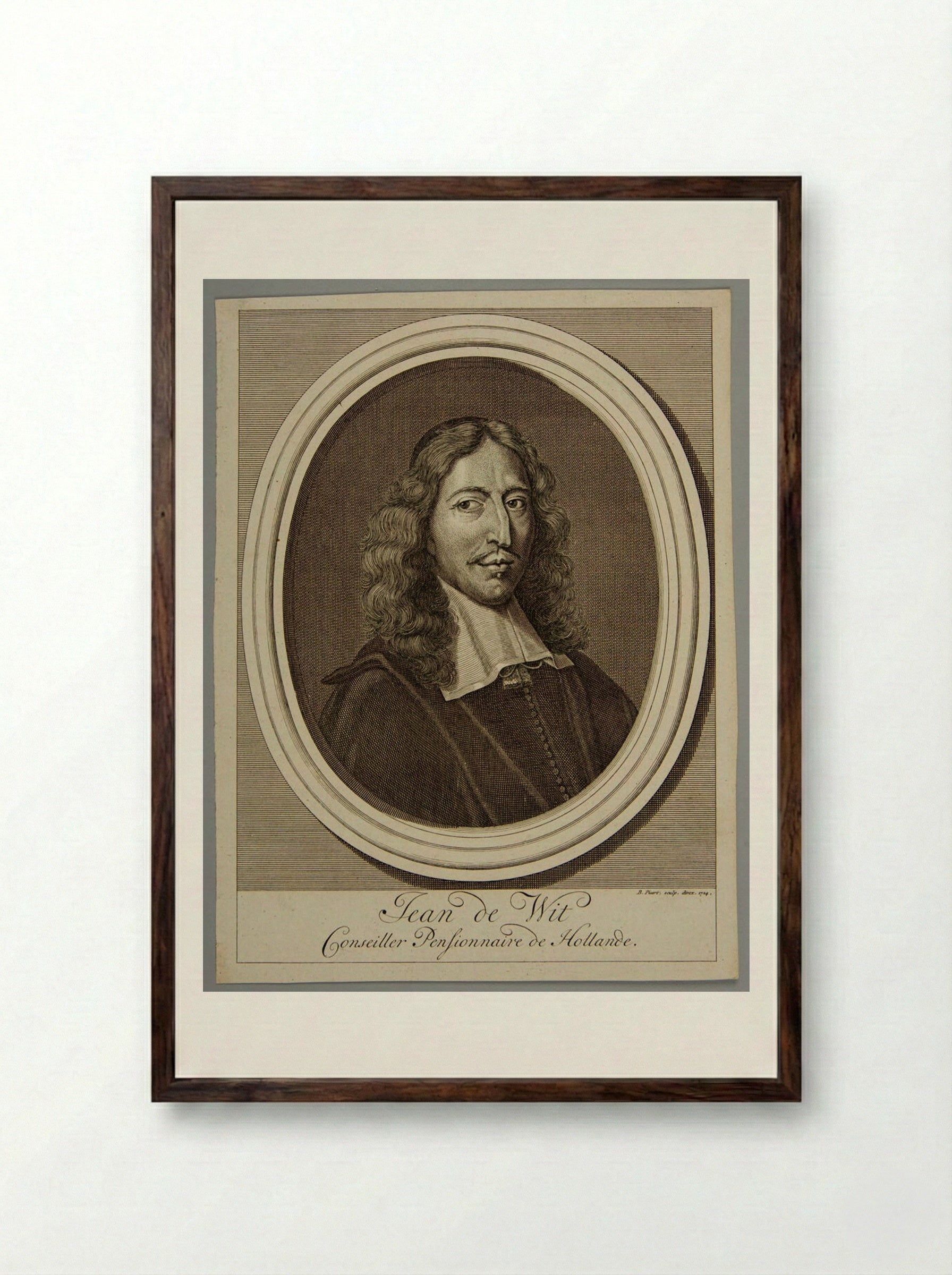 Jean de Wit, Conseiller Pensionnaire de Hollande - Bernard Picart - Framed Print Dark Wood