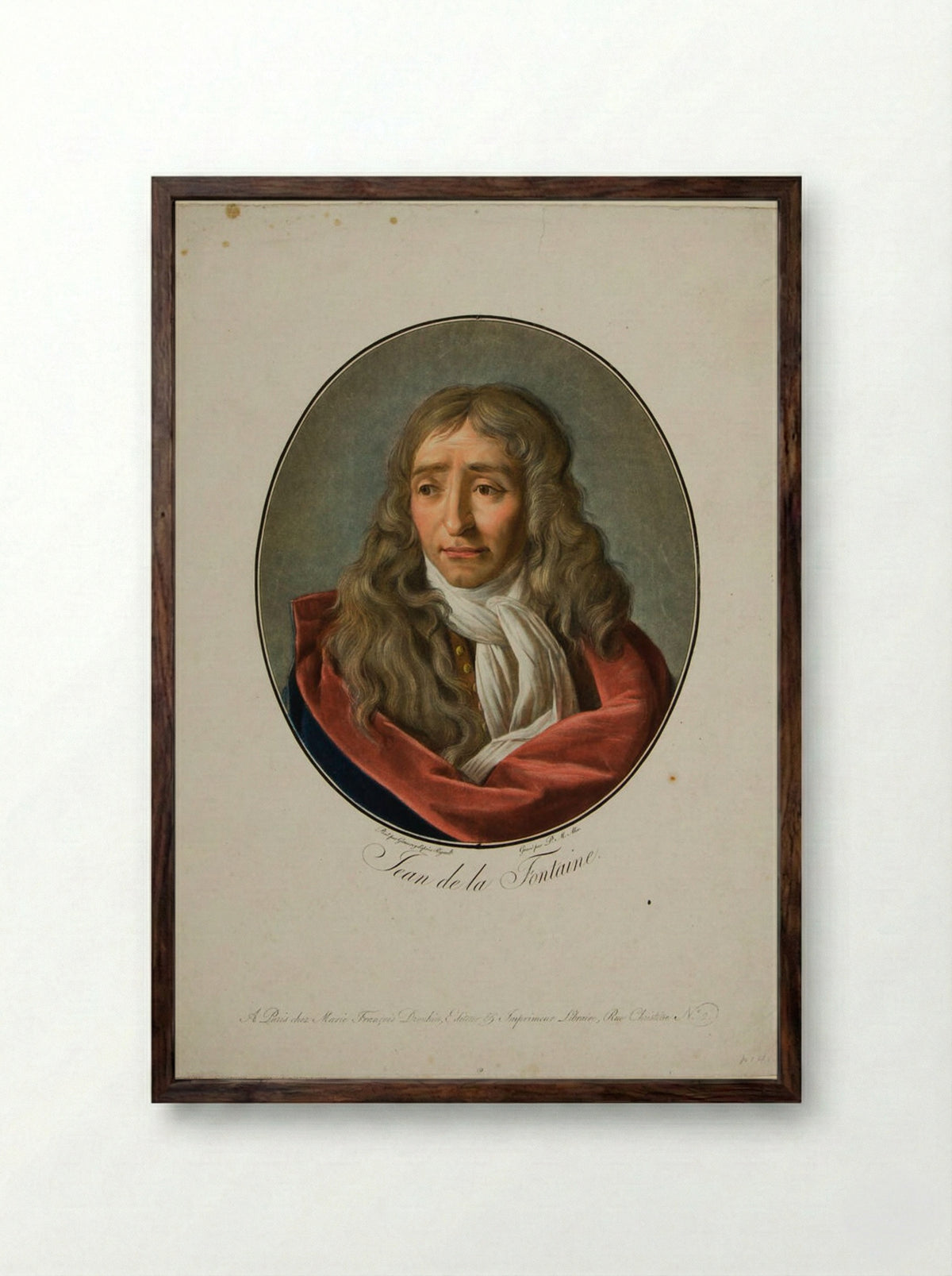 Jean de la Fontaine - Pierre Michel Alix - Framed Print Dark Wood