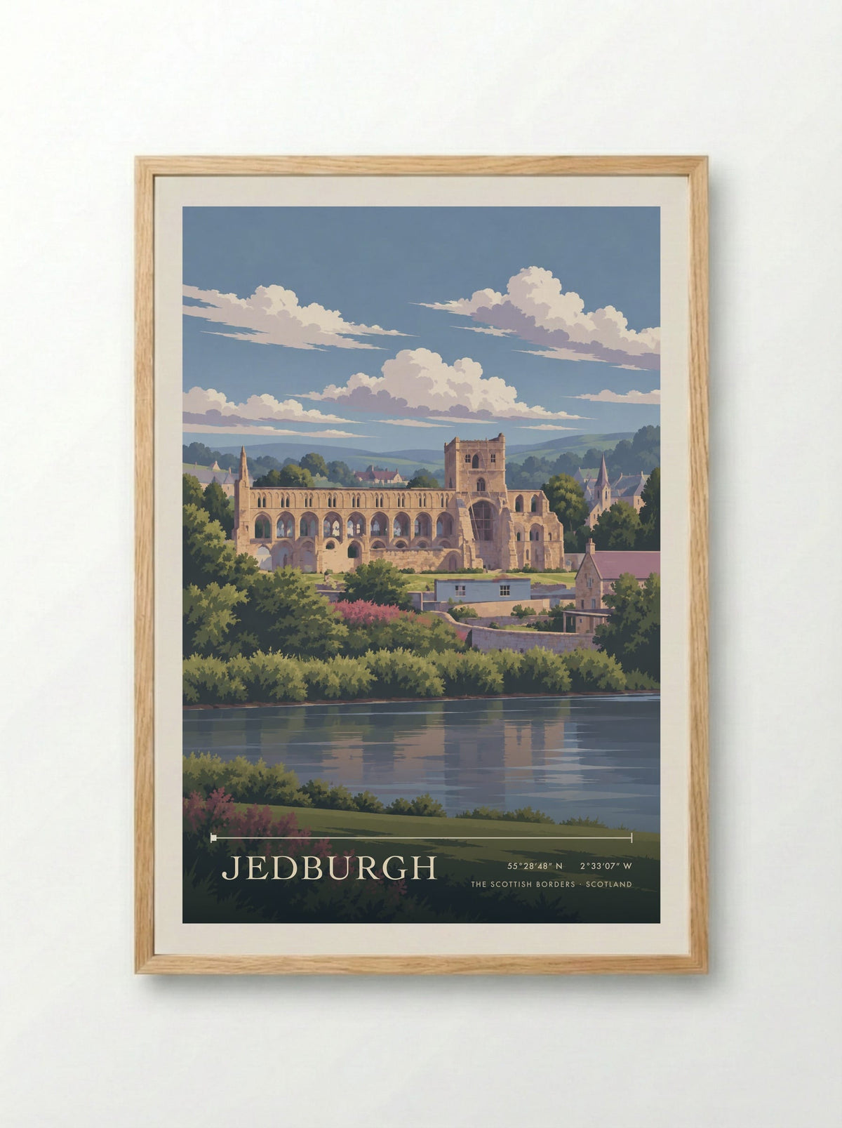 Jedburgh, The Scottish Borders | Travel Poster - Framed Print Wood