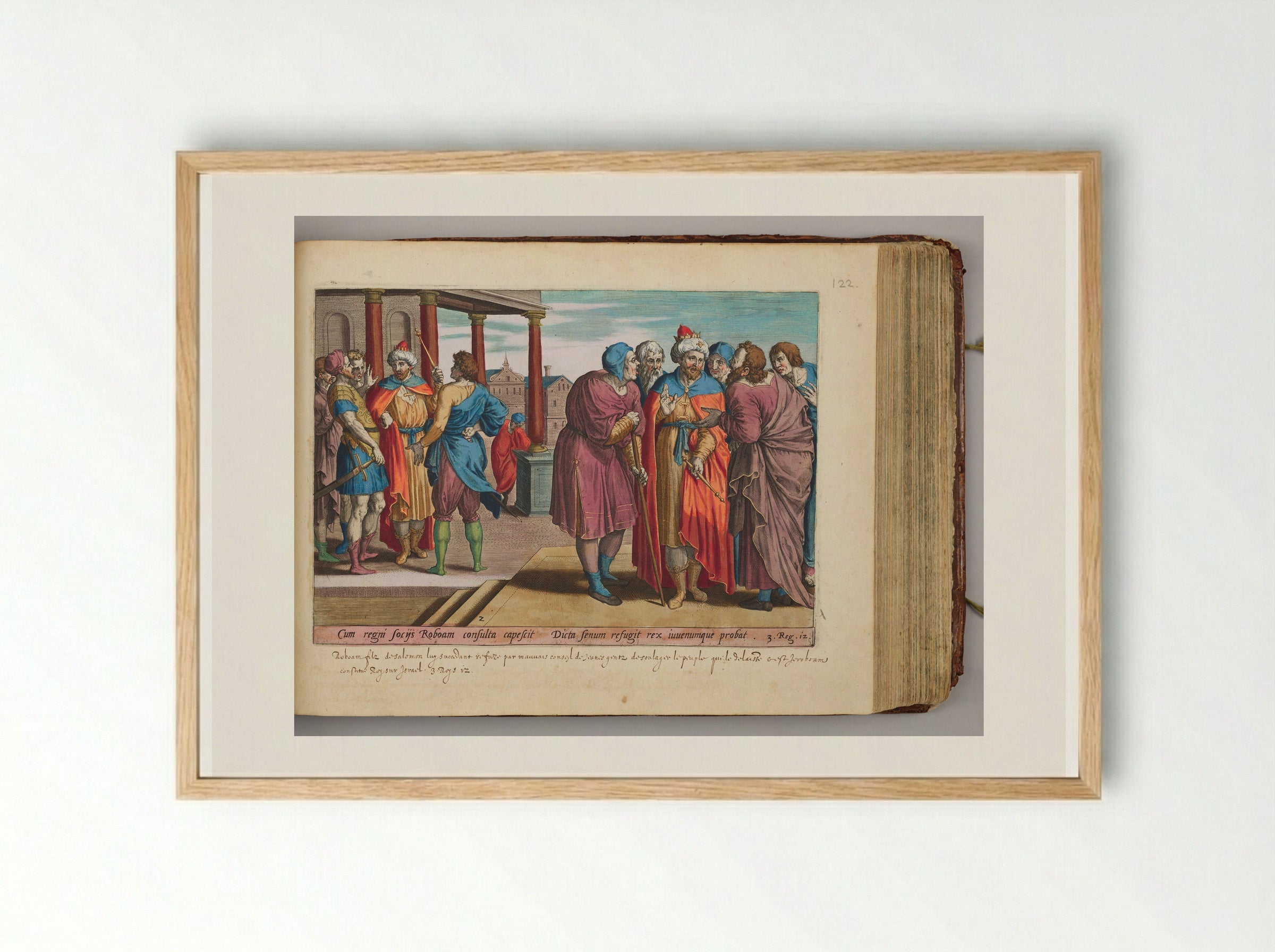 Jeroboam and the Congregation of Israel before Rehoboam - Hans Collaert the Elder - Framed Print Wood