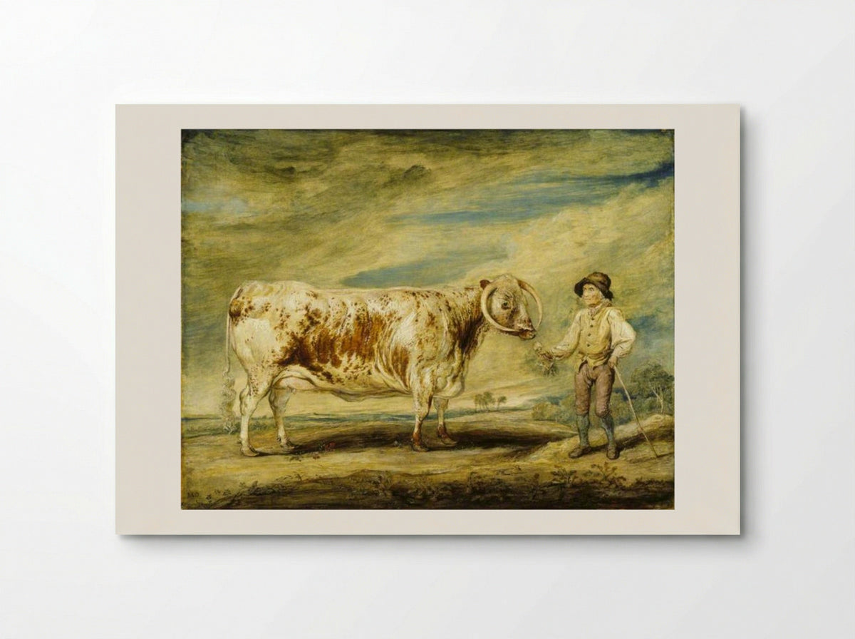 Jerry Hudson, a Farm Labourer, with a Longhorn Cow - James Ward - Poster
