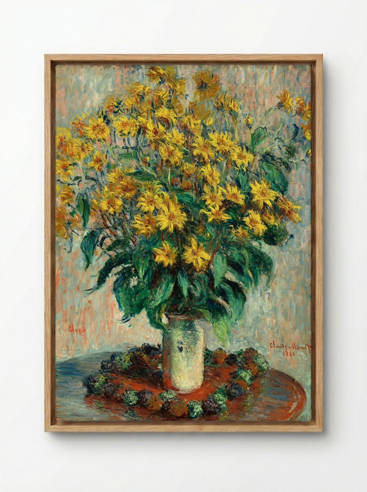 Jerusalem Artichoke Flowers - Claude Monet - Framed Canvas Wood