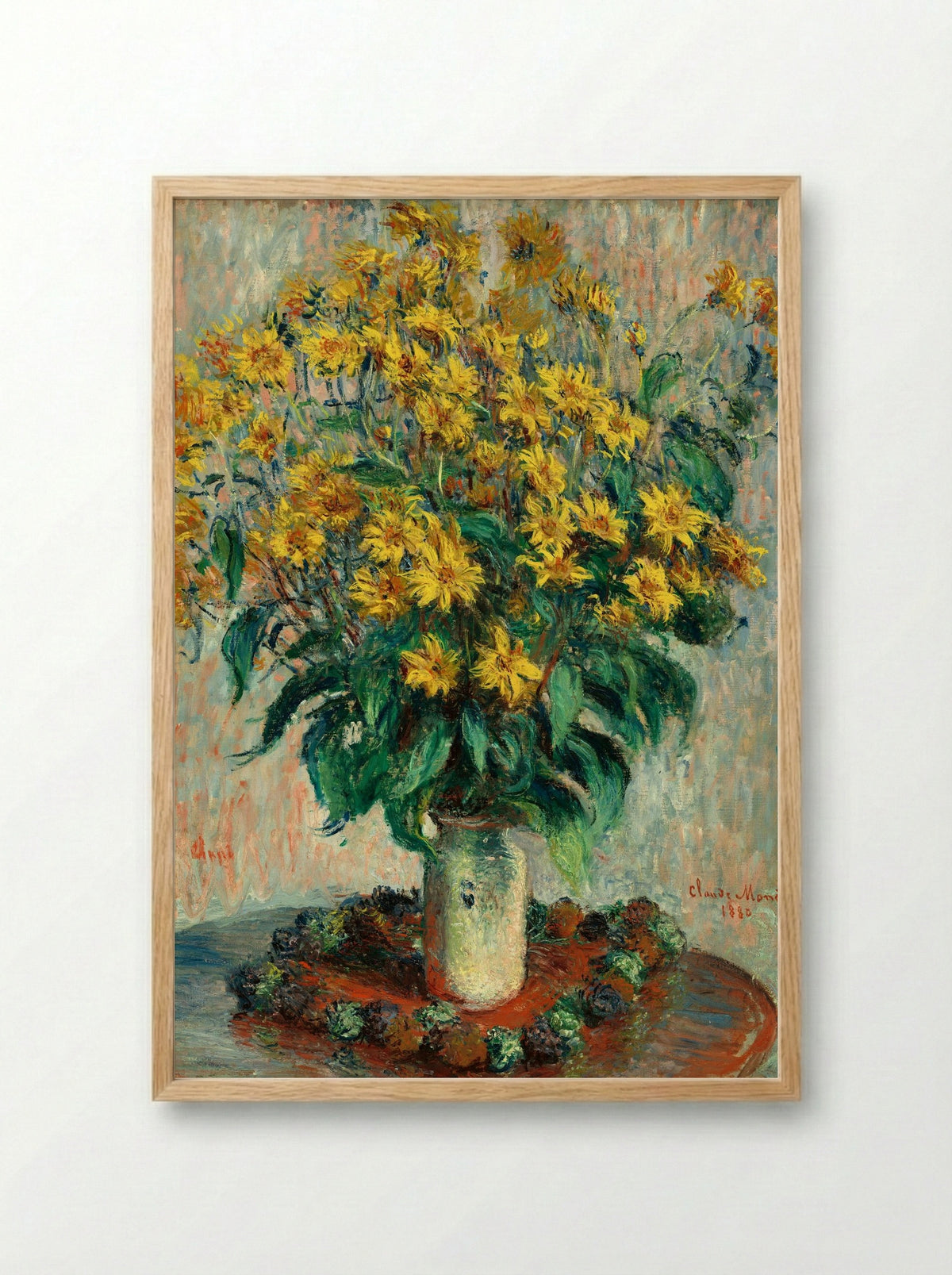 Jerusalem Artichoke Flowers - Claude Monet - Framed Print Wood