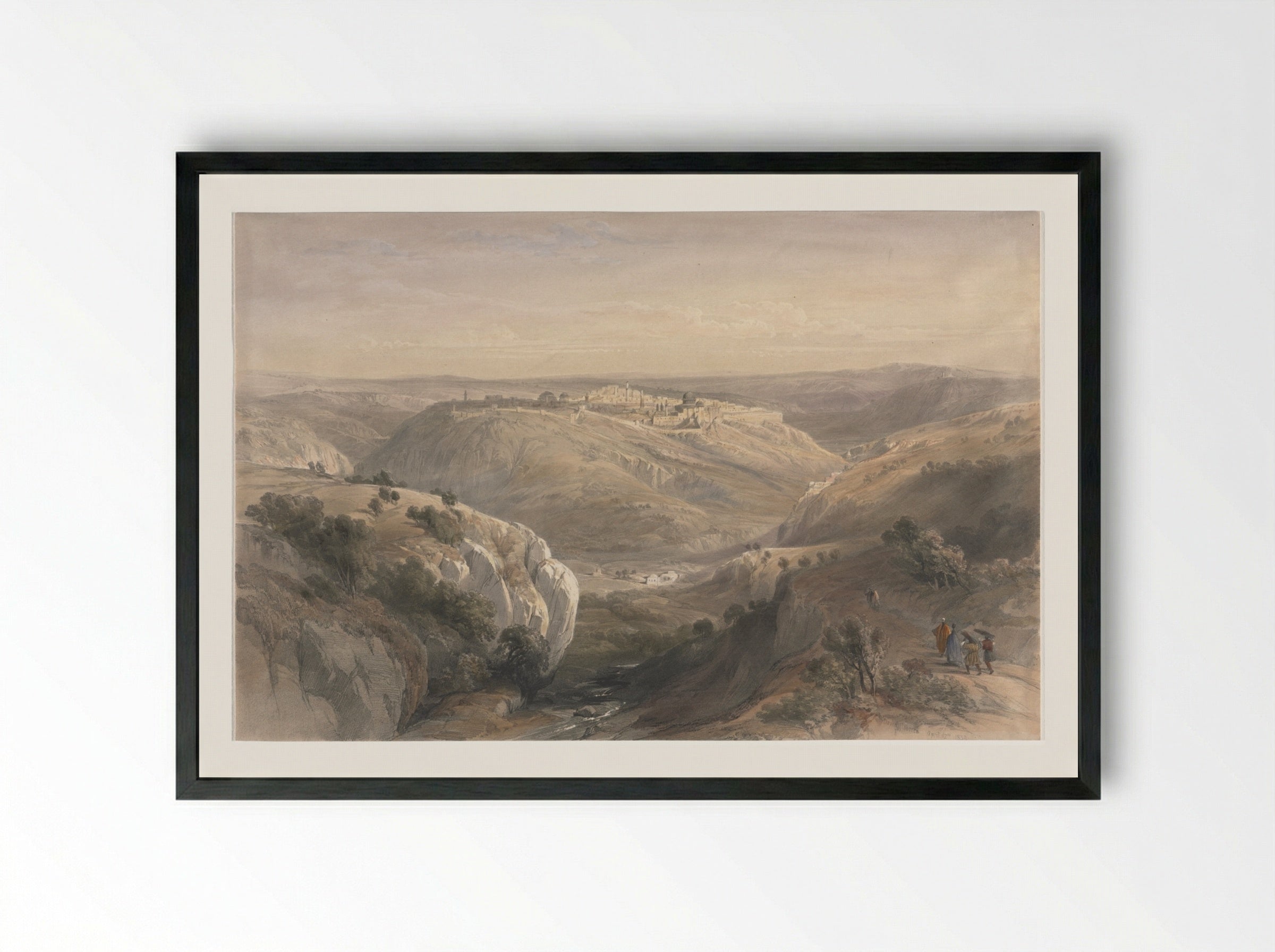 Jerusalem from the South - David Roberts - Framed Print Black