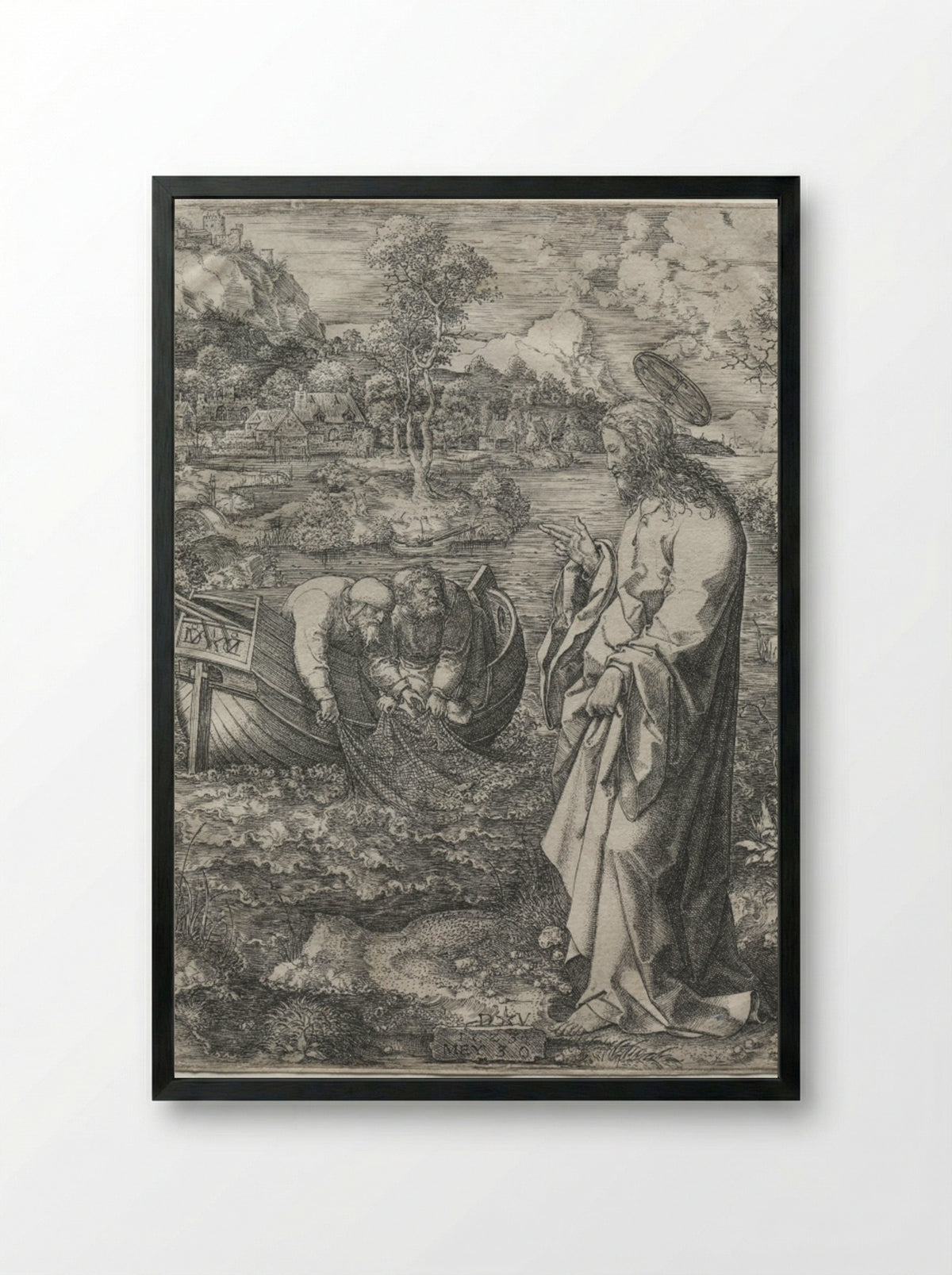 Jesus Calling to St. Peter and St. Andrew - Dirk Vellert - Framed Print Black