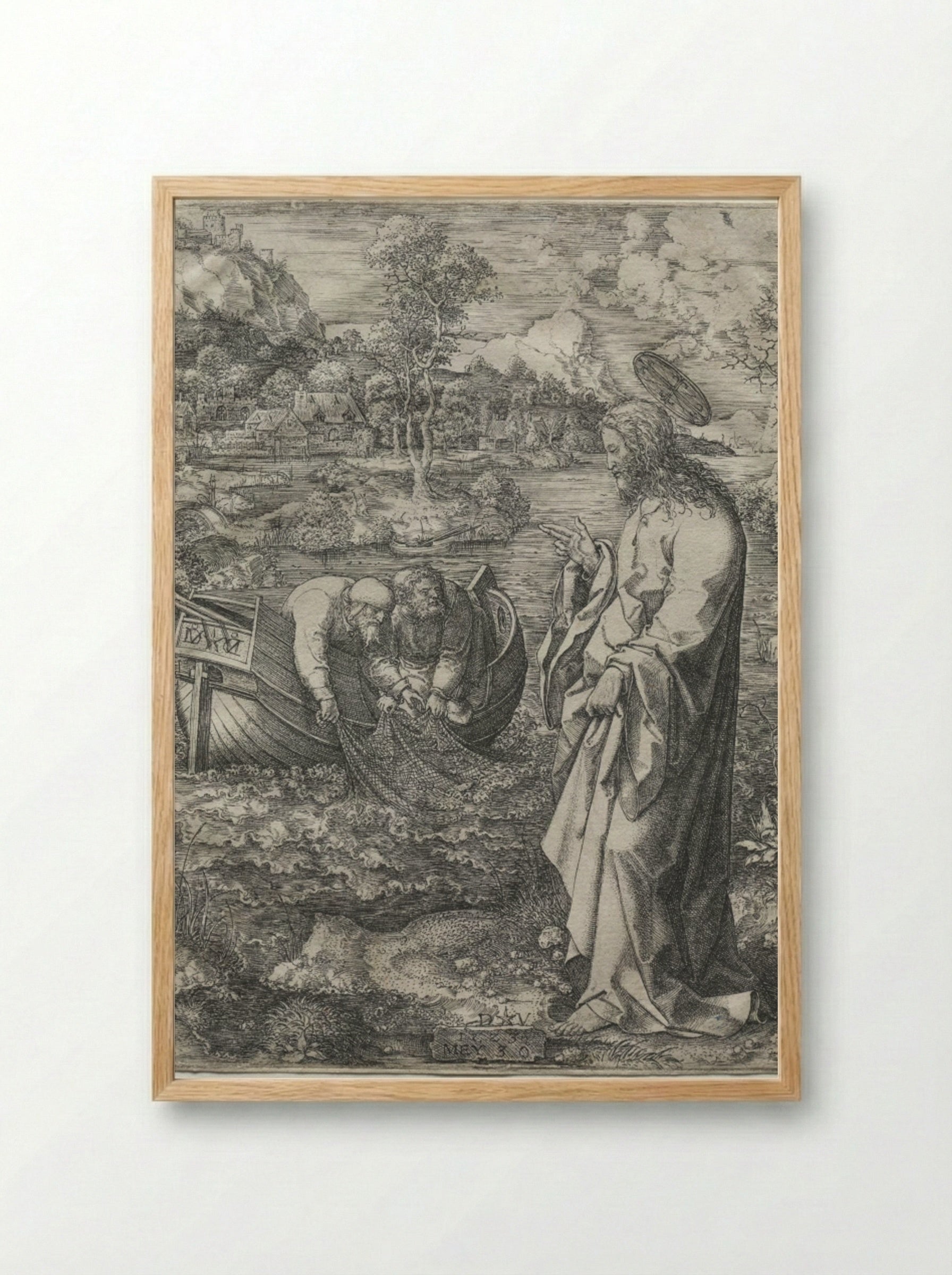 Jesus Calling to St. Peter and St. Andrew - Dirk Vellert - Framed Print Wood