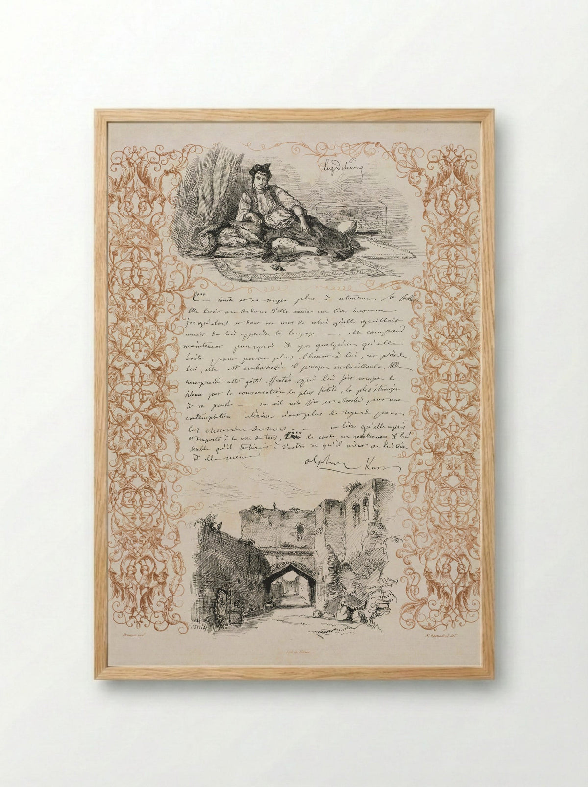 Jewess of Algiers and a Street in Algiers - Eugène Delacroix - Framed Print Wood