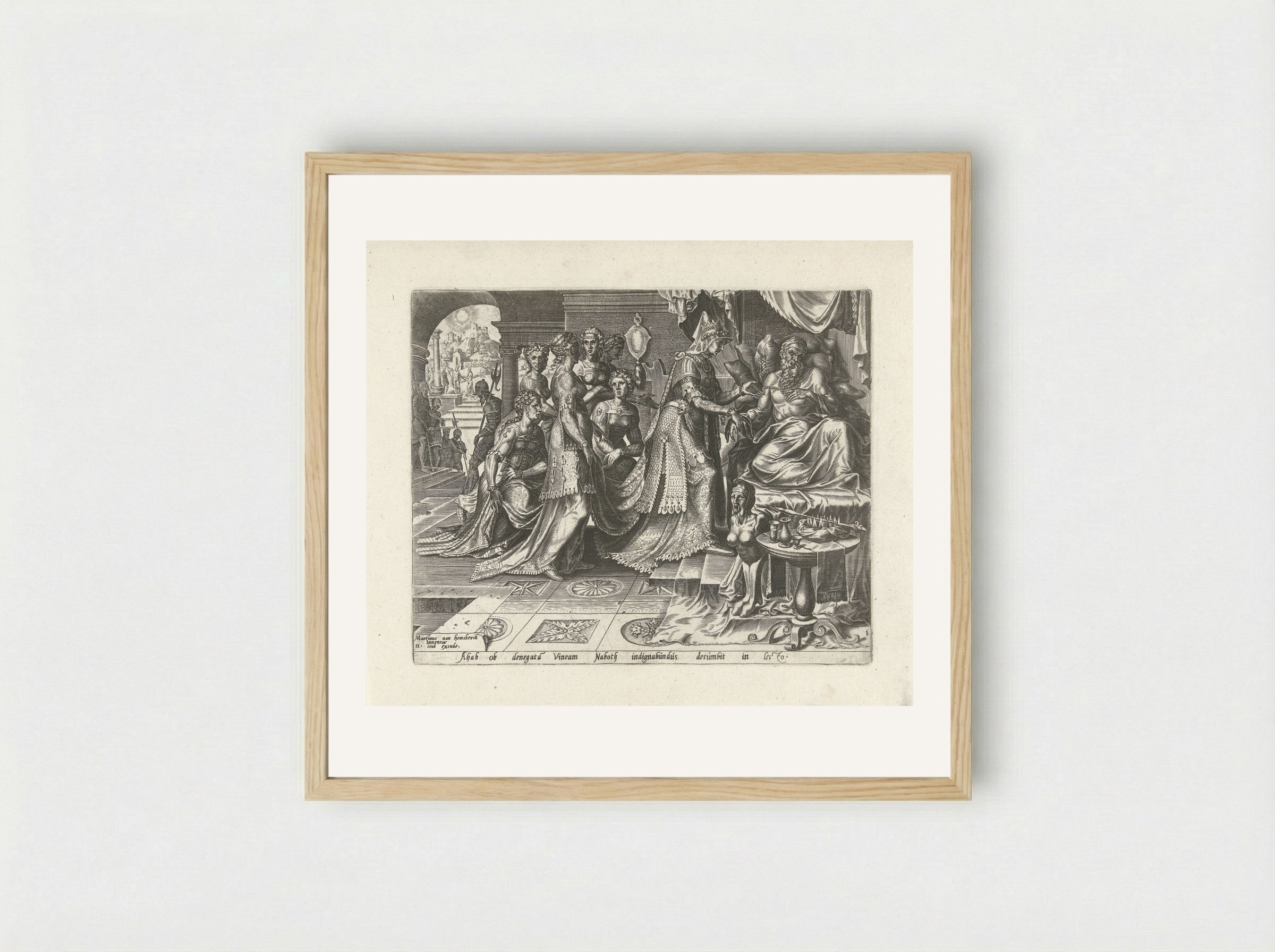 Jezebel Promises King Ahab Naboth's Vineyard - Philips Galle - Framed Print Wood