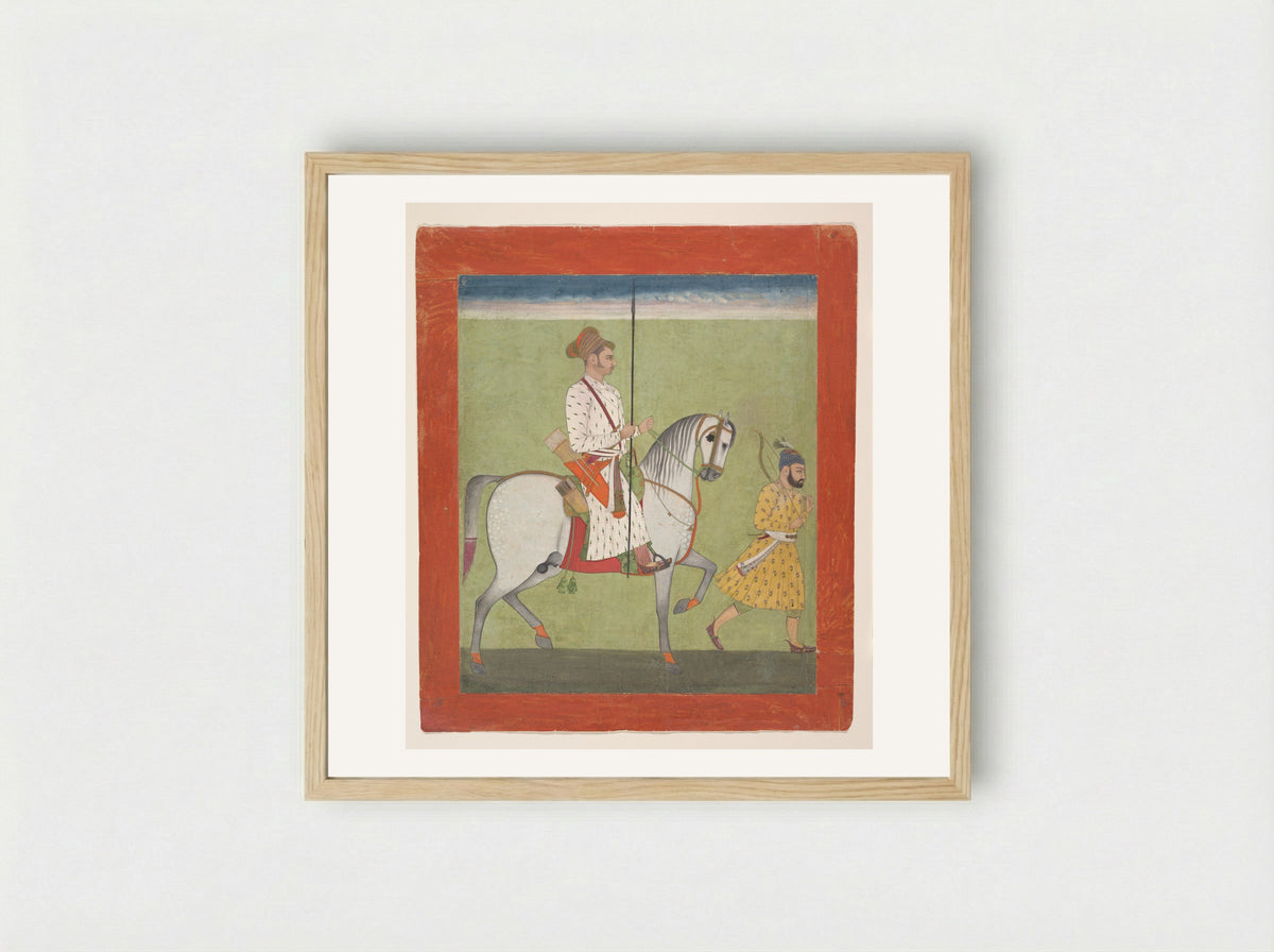 Jhujhar Singh on Horseback - Dalchand - Framed Print Wood