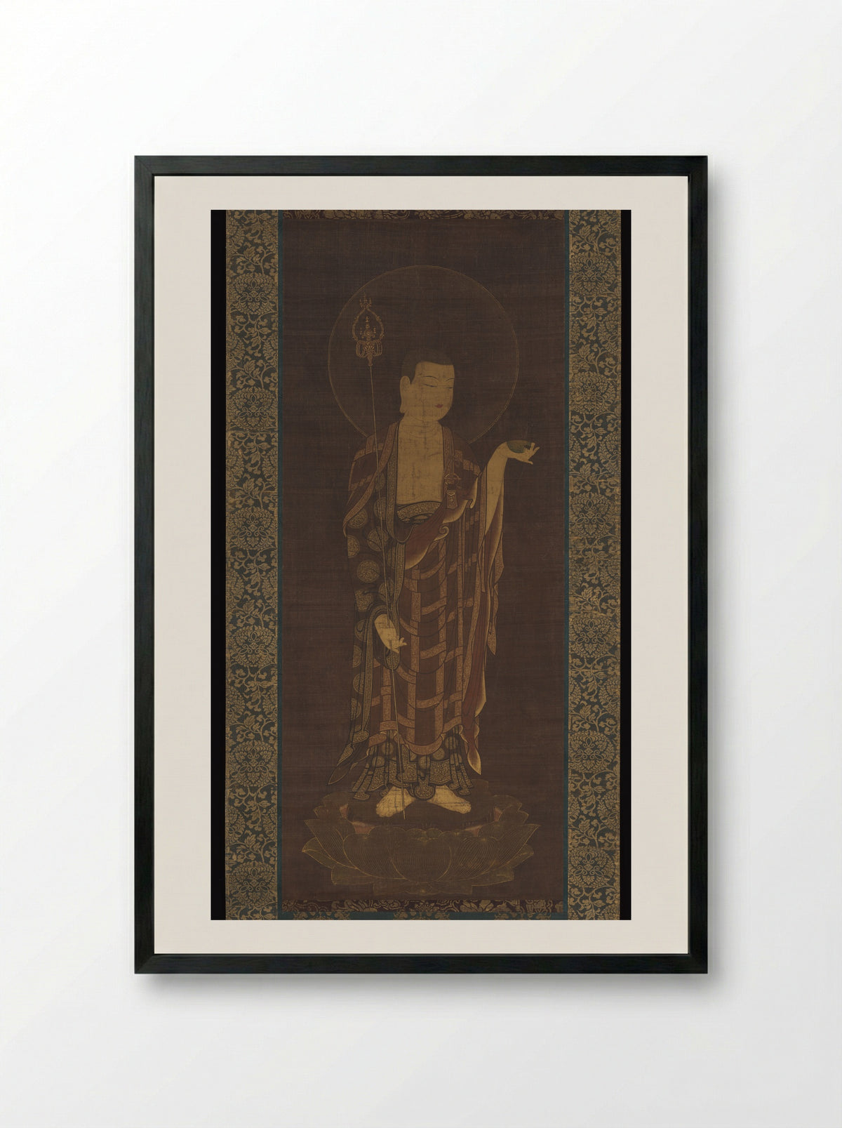Jizō Bosatsu (Ksitigarbha, Hanging Scroll) - Fine Art Print - Framed Print Black