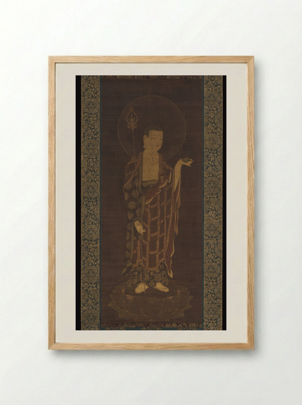 Jizō Bosatsu (Ksitigarbha, Hanging Scroll) - Fine Art Print - Framed Print Wood