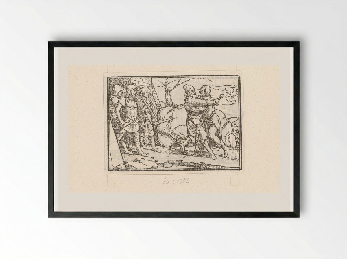Joab Kills Amasa - Veit Rudolf Specklin - Framed Print Black