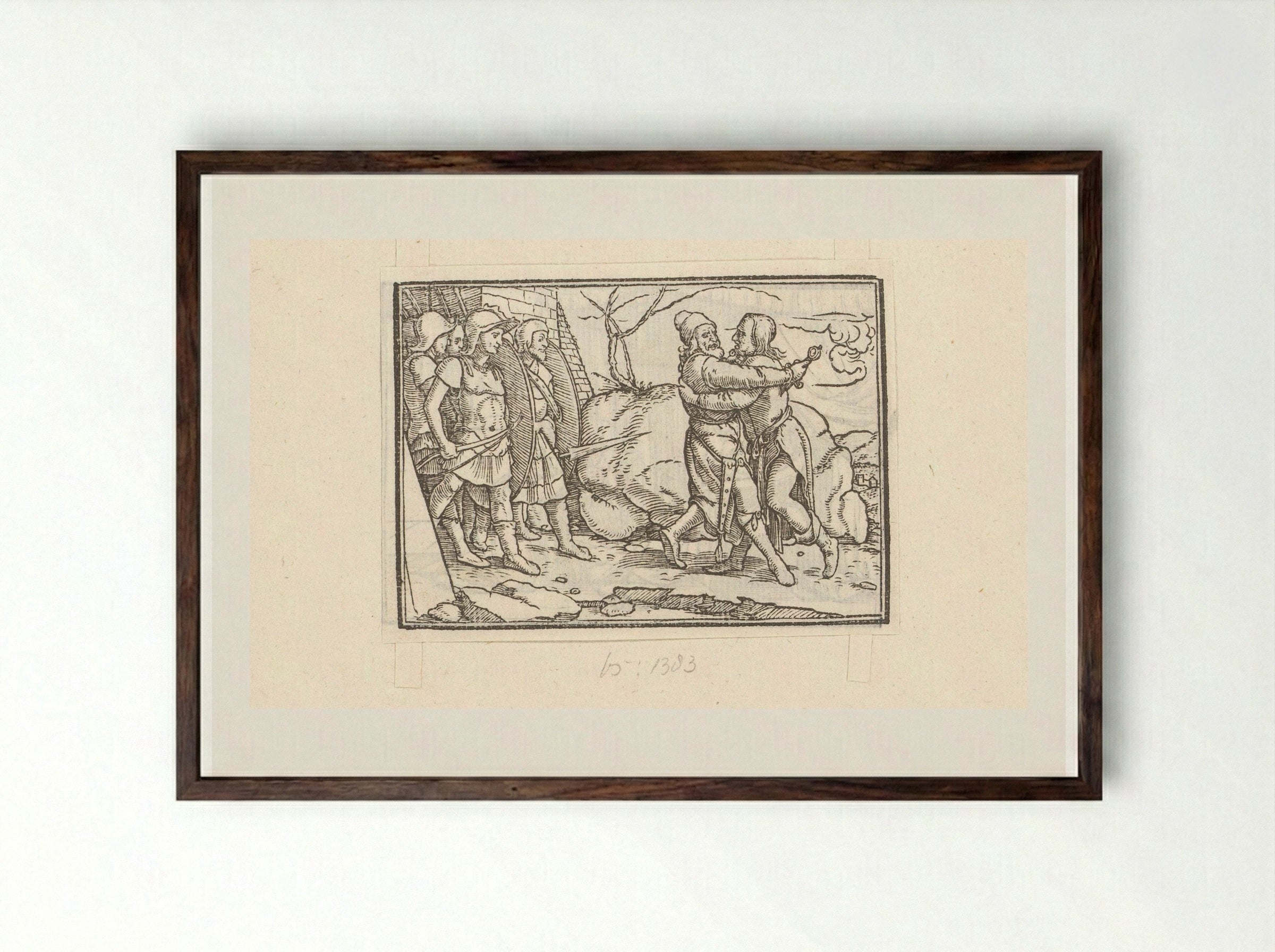 Joab Kills Amasa - Veit Rudolf Specklin - Framed Print Dark Wood