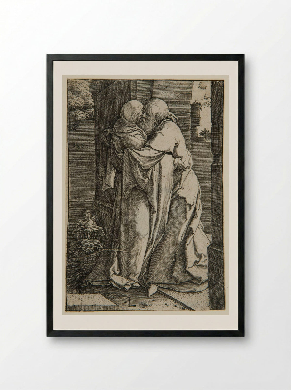 Joachim and Anna at the Golden Gate - Lucas van Leyden - Framed Print Black