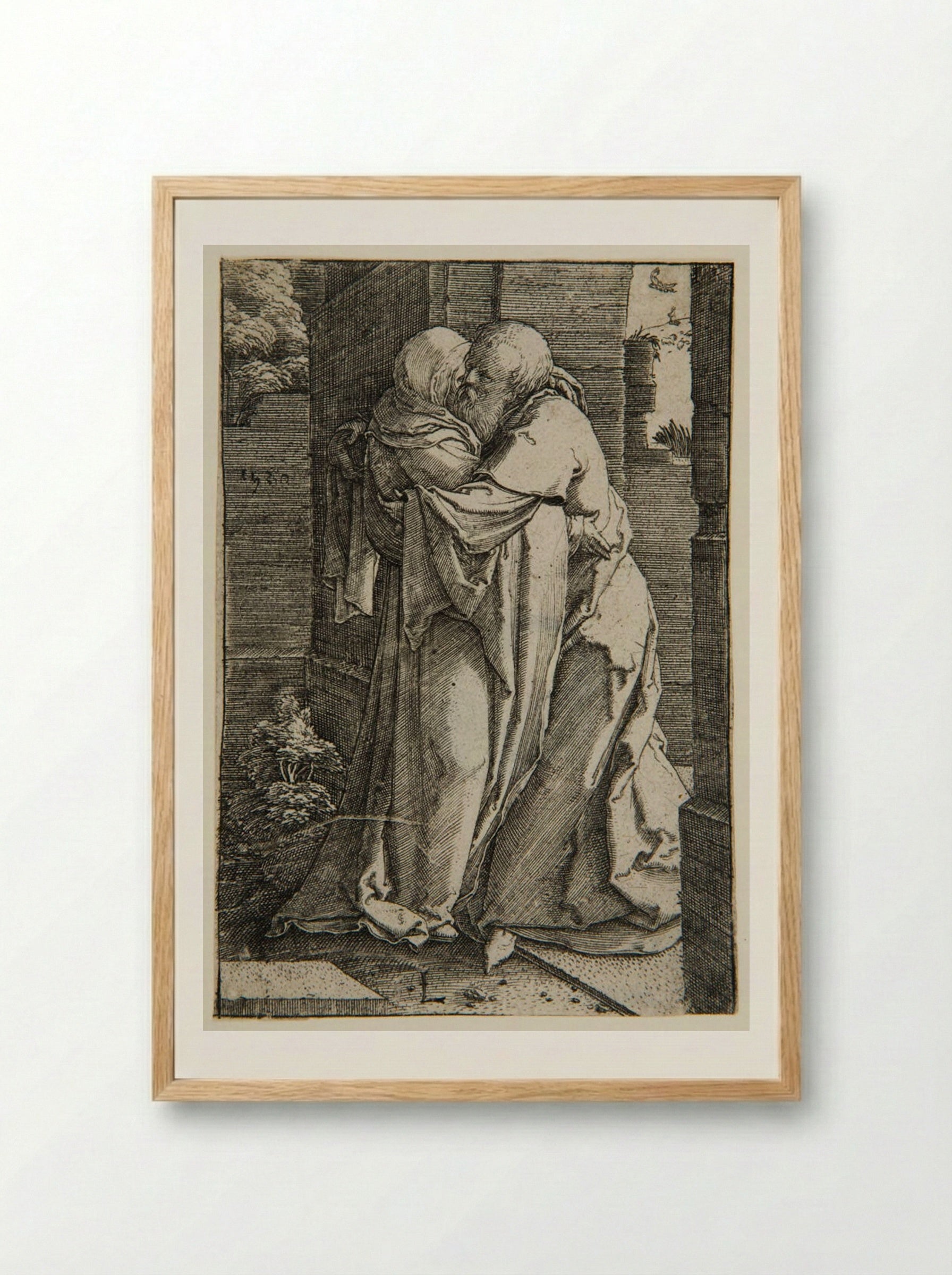 Joachim and Anna at the Golden Gate - Lucas van Leyden - Framed Print Wood