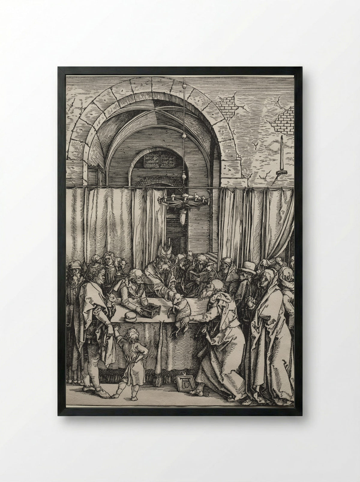 Joachim's Offering Rejected by the High Priest - Albrecht Dürer - Framed Print Black