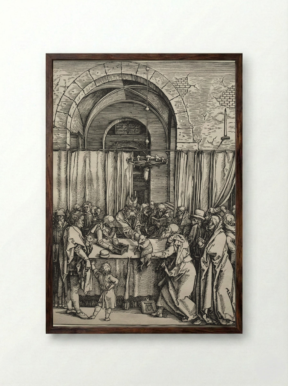 Joachim's Offering Rejected by the High Priest - Albrecht Dürer - Framed Print Dark Wood