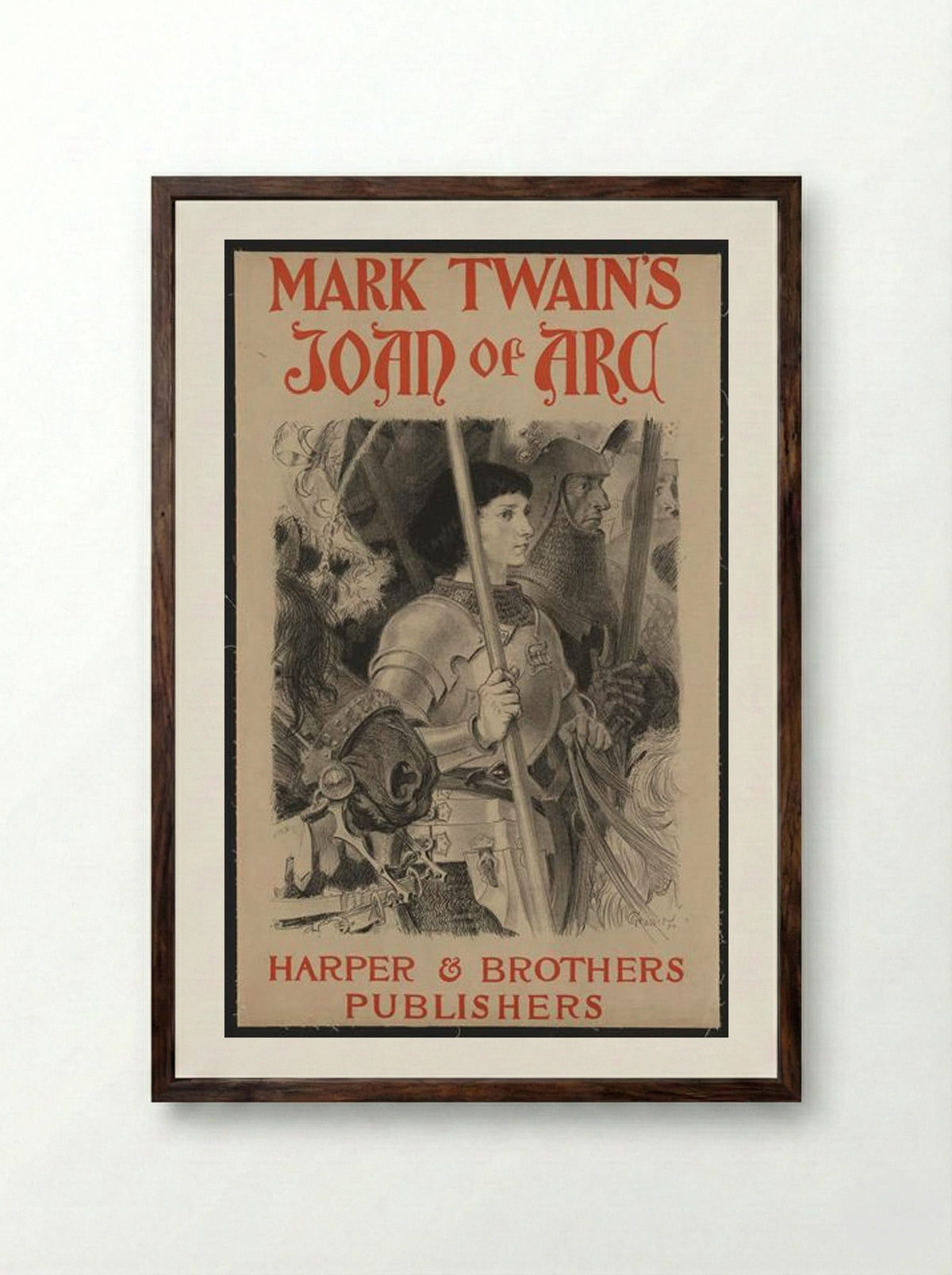 Joan of Arc - Eugène Grasset - Framed Print Dark Wood