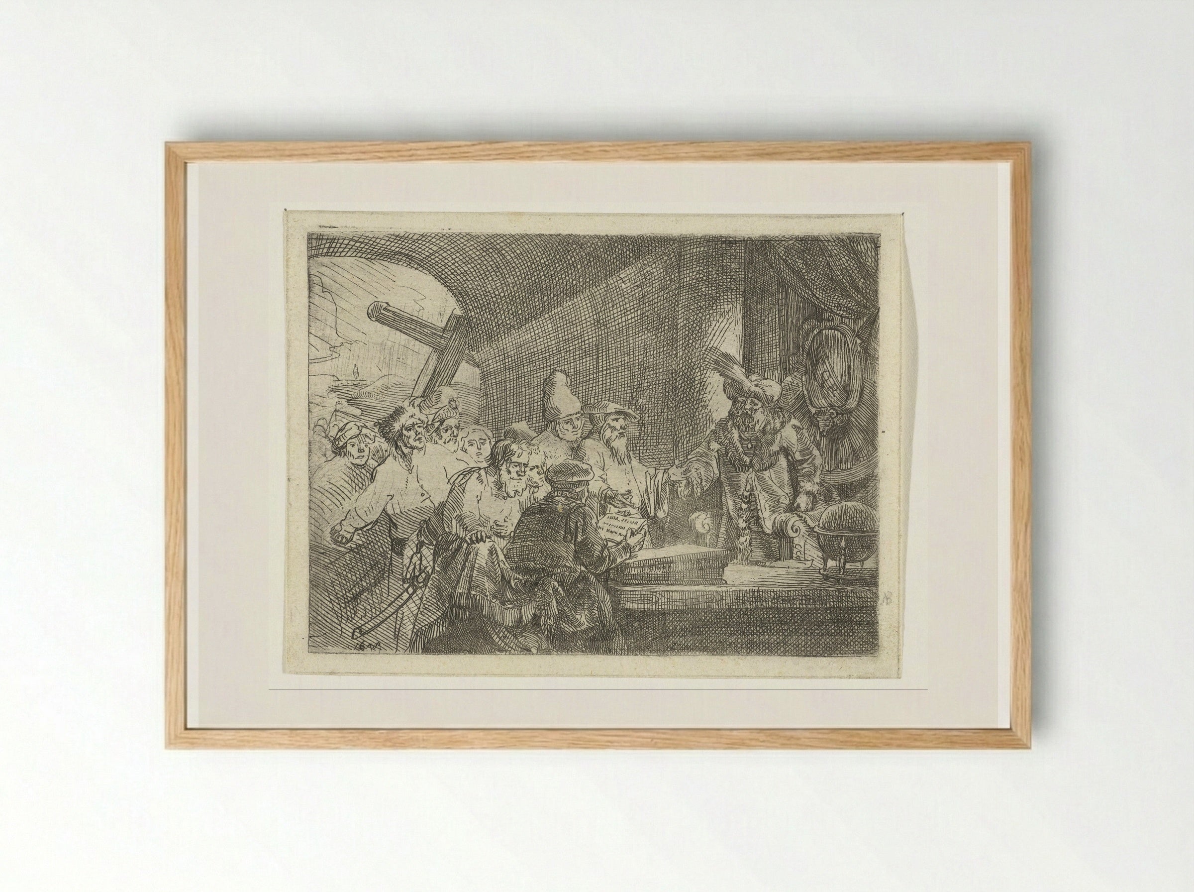 Joden voor Pilatus - Samuel van Hoogstraten - Framed Print Wood