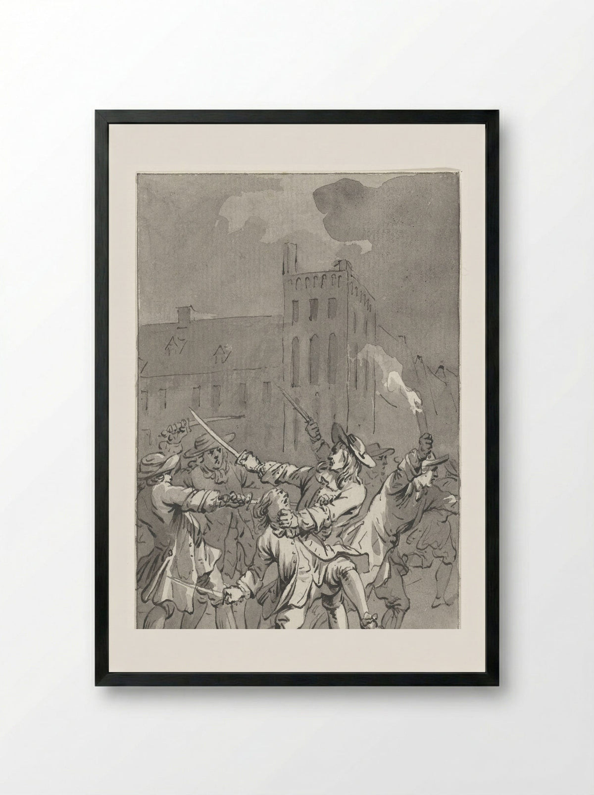 Johan de Witt aangevallen en zwaar gewond, 1672 - Jacobus Buys - Framed Print Black