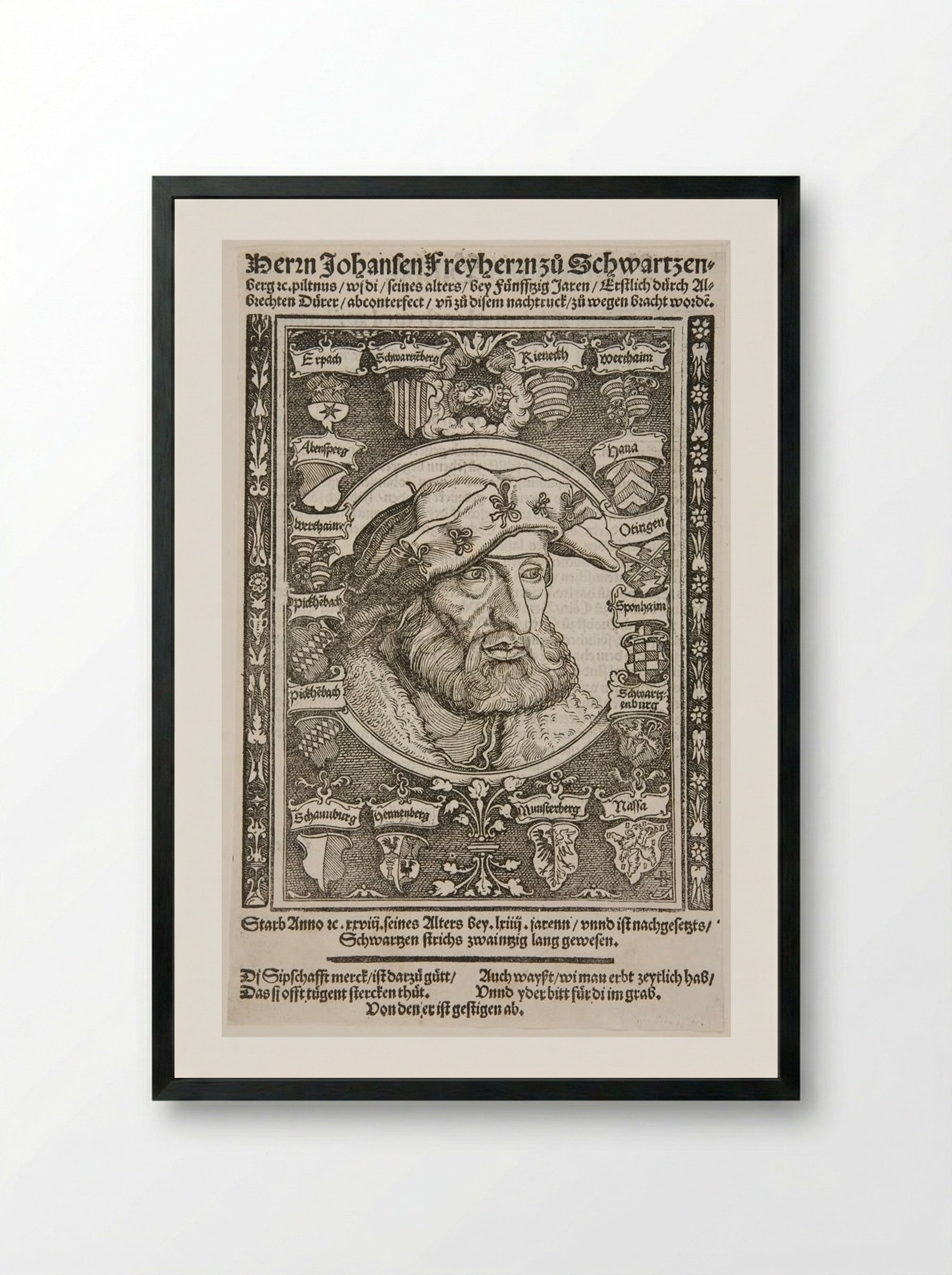 Johann, Baron of Schwartzenberg - Hans Weiditz - Framed Print Black