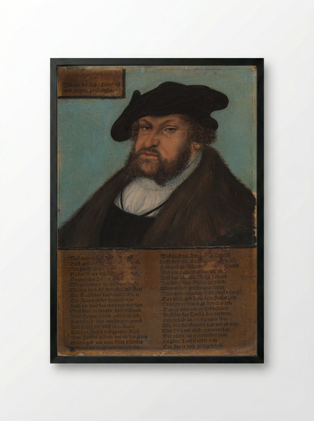 Johann I, the Constant, Elector of Saxony - Lucas Cranach the Elder and Workshop - Framed Print Black