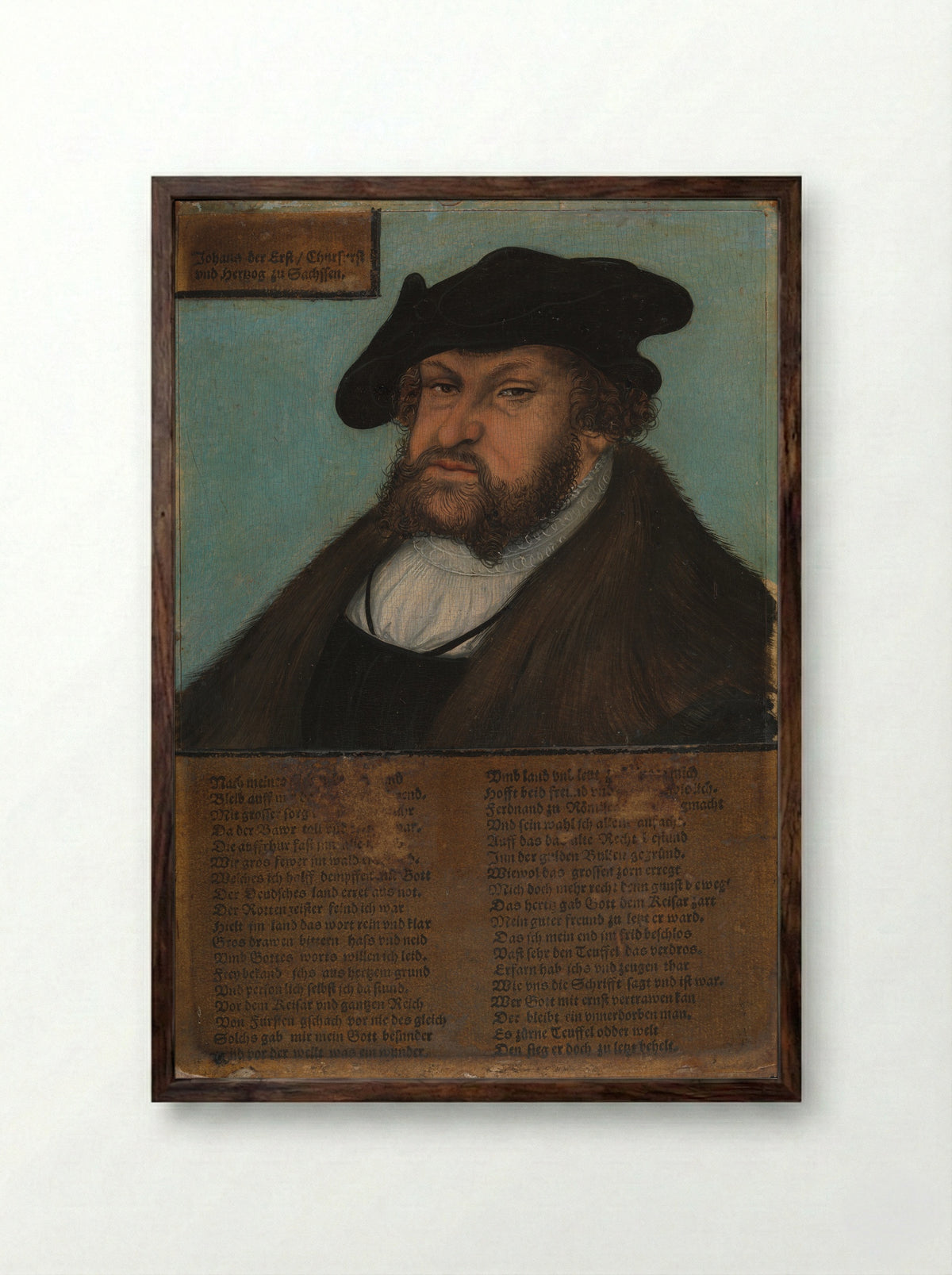 Johann I, the Constant, Elector of Saxony - Lucas Cranach the Elder and Workshop - Framed Print Dark Wood
