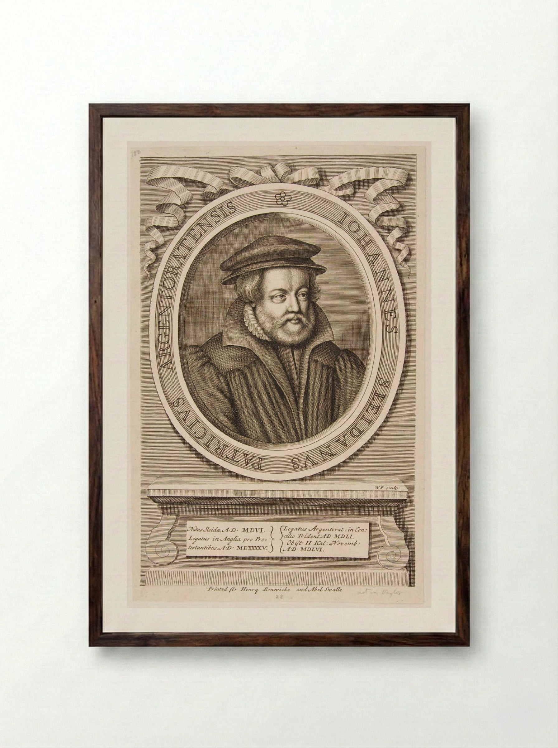 Johann Sleidan - William Faithorne the Elder - Framed Print Dark Wood