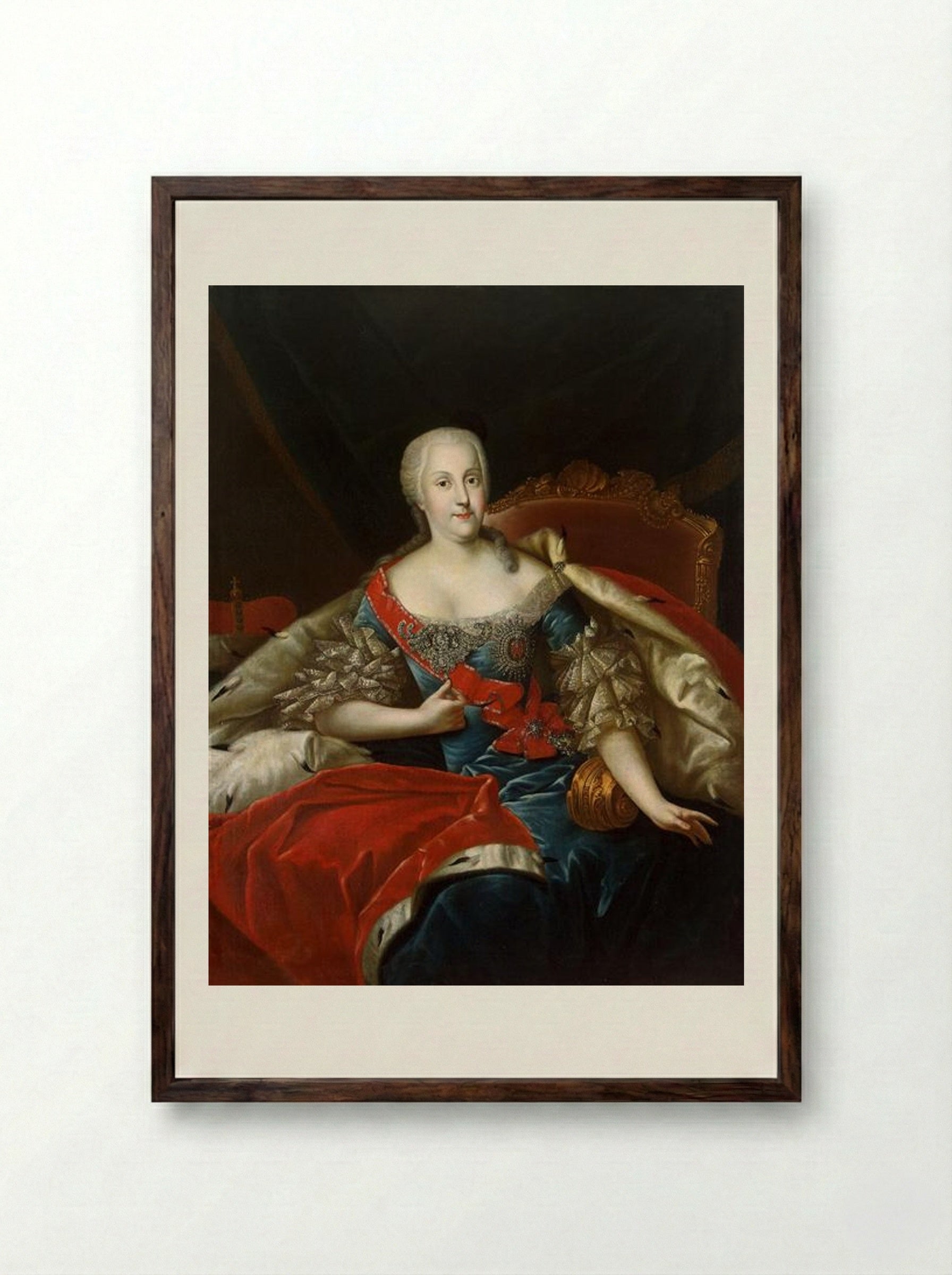 Johanna Elisabeth of Holstein-Gottorp - Antoine Pesne - Framed Print Dark Wood