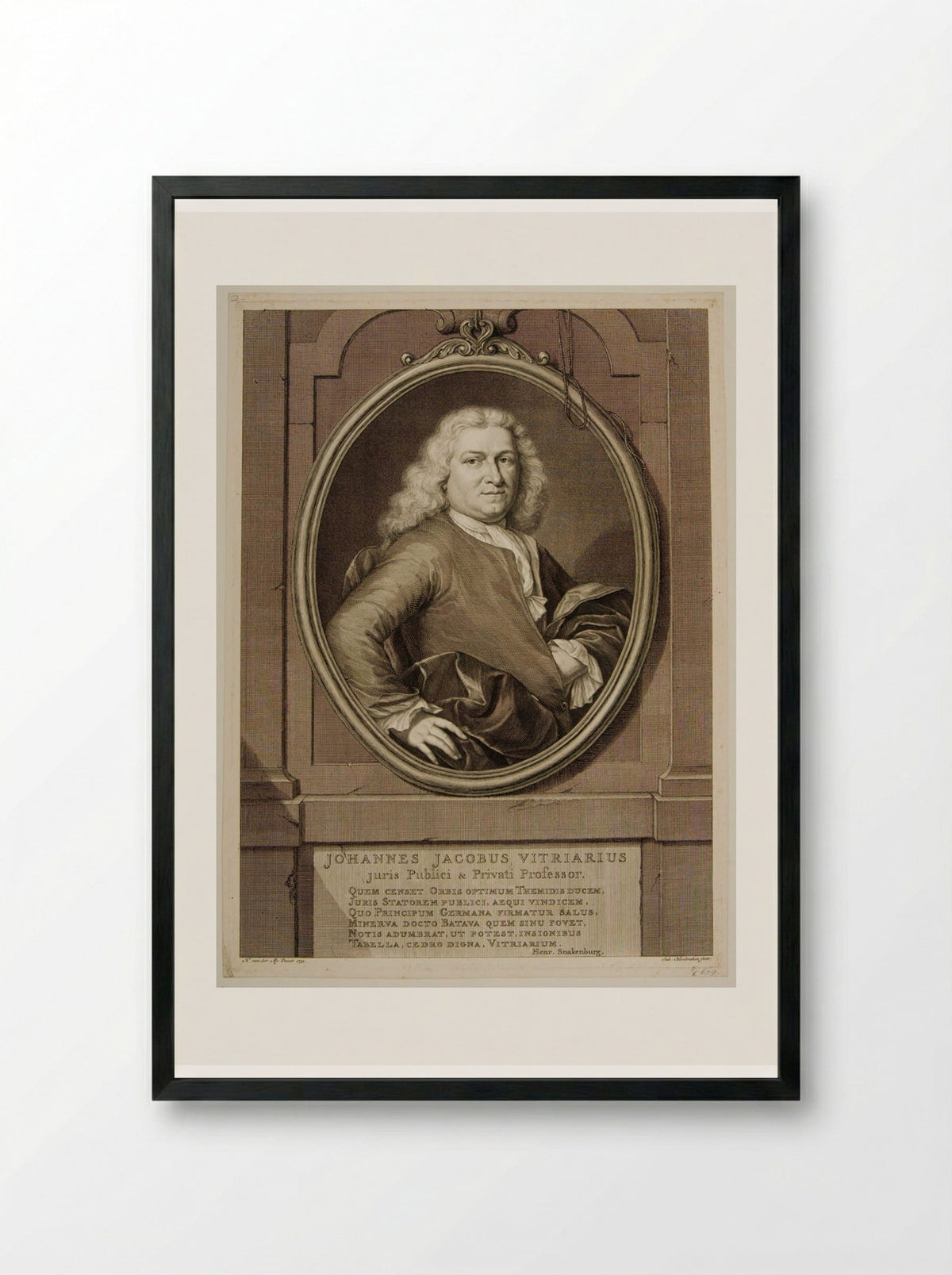 Johannes Jacobus Vitriarius - Jacobus Houbraken - Framed Print Black
