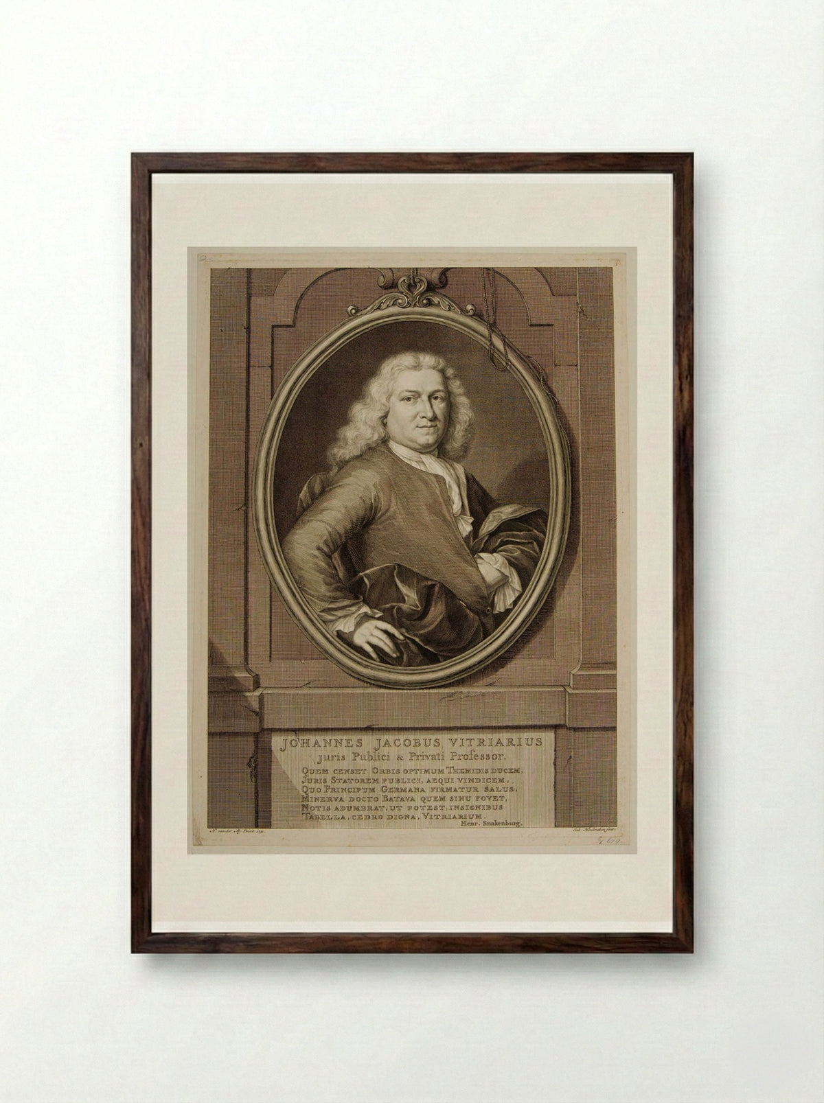 Johannes Jacobus Vitriarius - Jacobus Houbraken - Framed Print Dark Wood