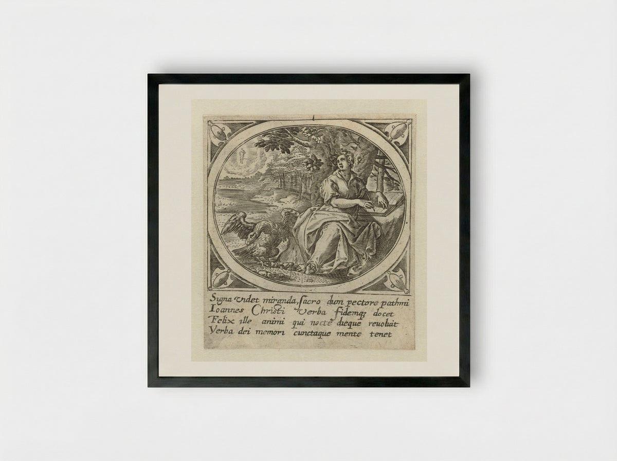 Johannes de Evangelist op Patmos - Gerard de Jode - Framed Print Black