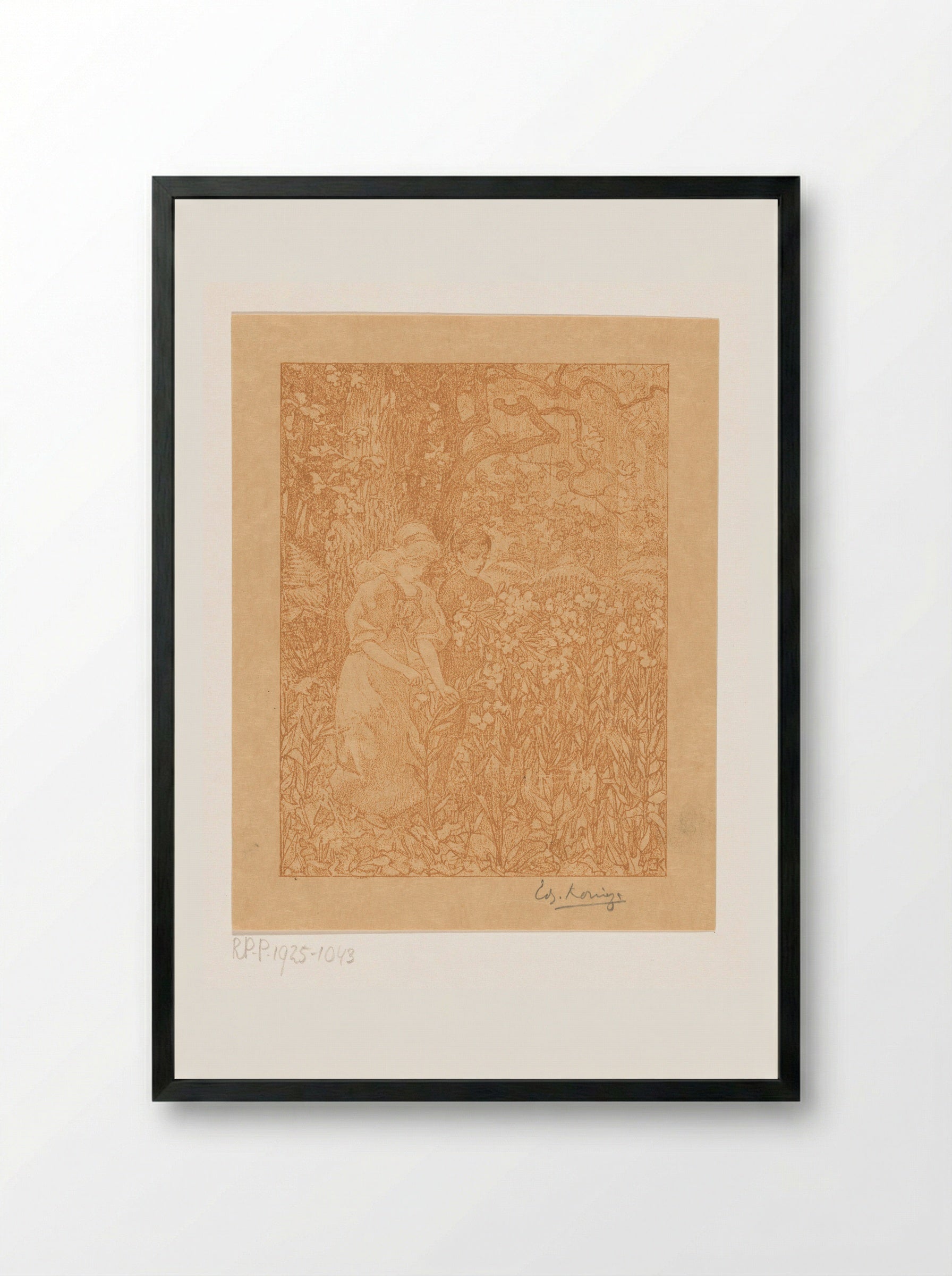 Johannes en Robinetta in een veld met bloemen - Edzard Koning - Framed Print Black