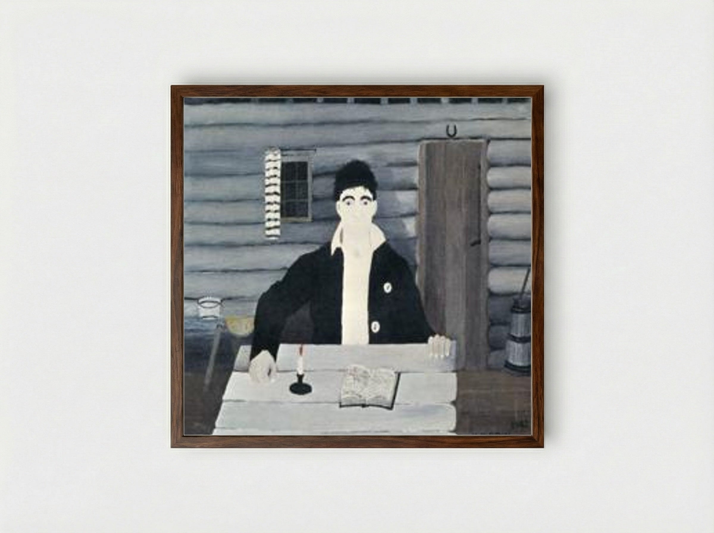 John Brown Reading His Bible - Horace Pippin - Framed Print Dark Wood