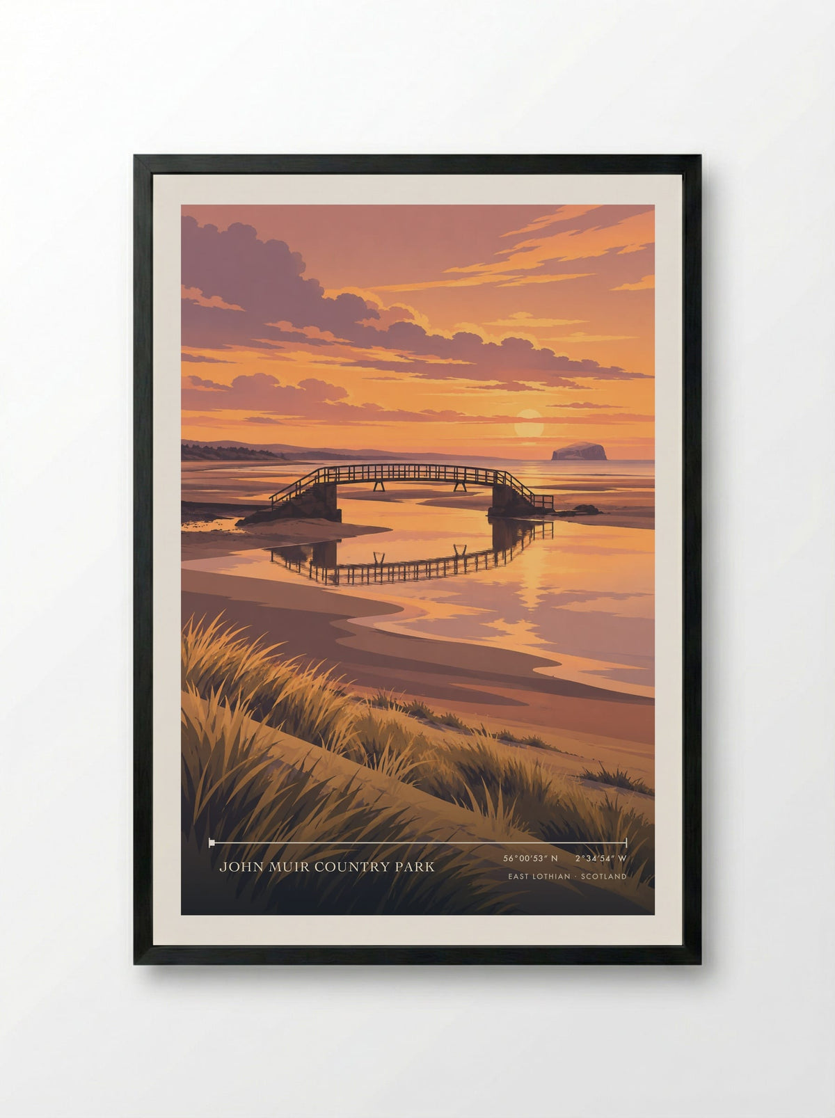 John Muir Country Park, East Lothian | Travel Poster - Framed Print Black