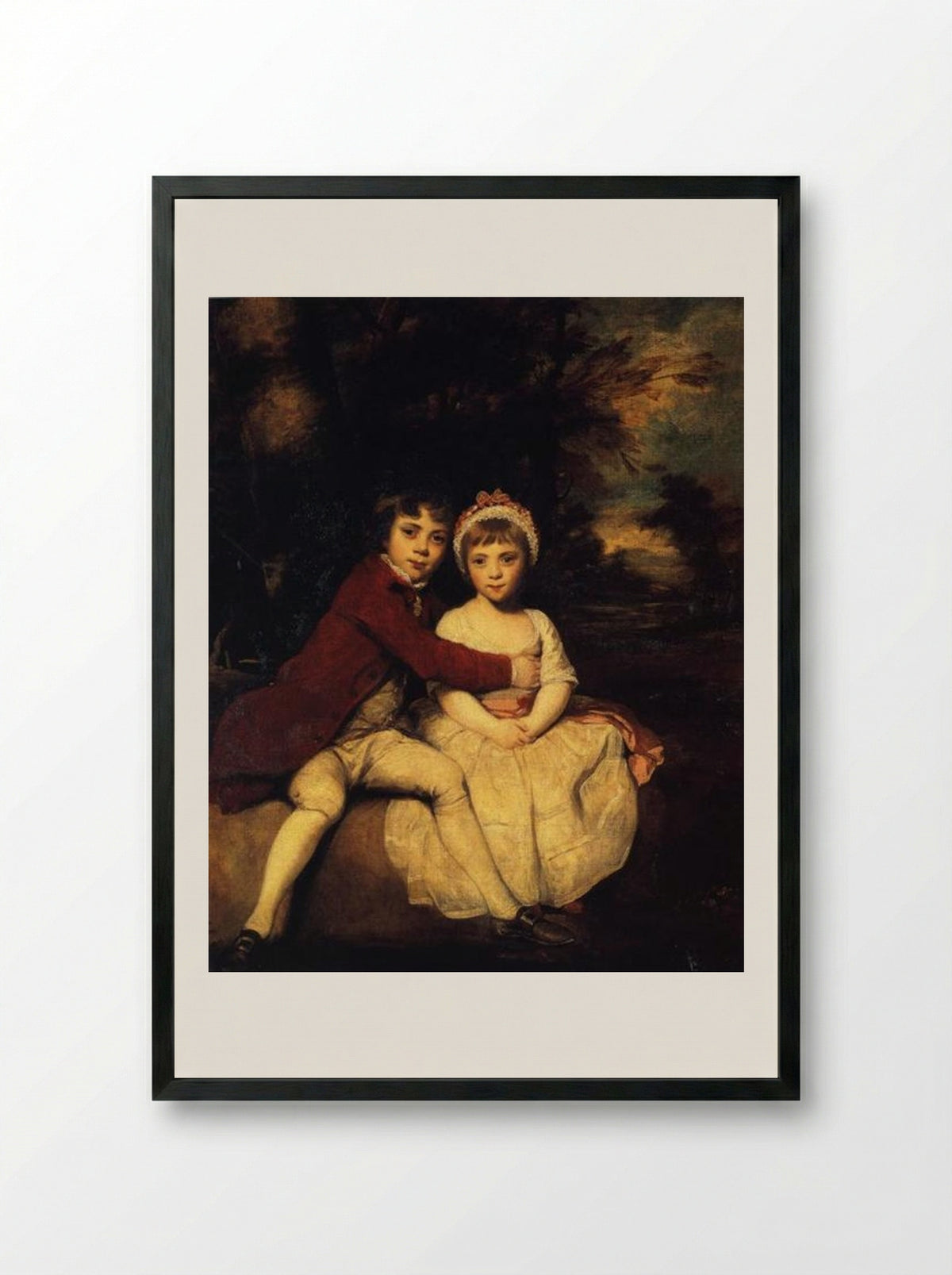 John Parker and his Sister Theresa - Joshua Reynolds - Framed Print Black