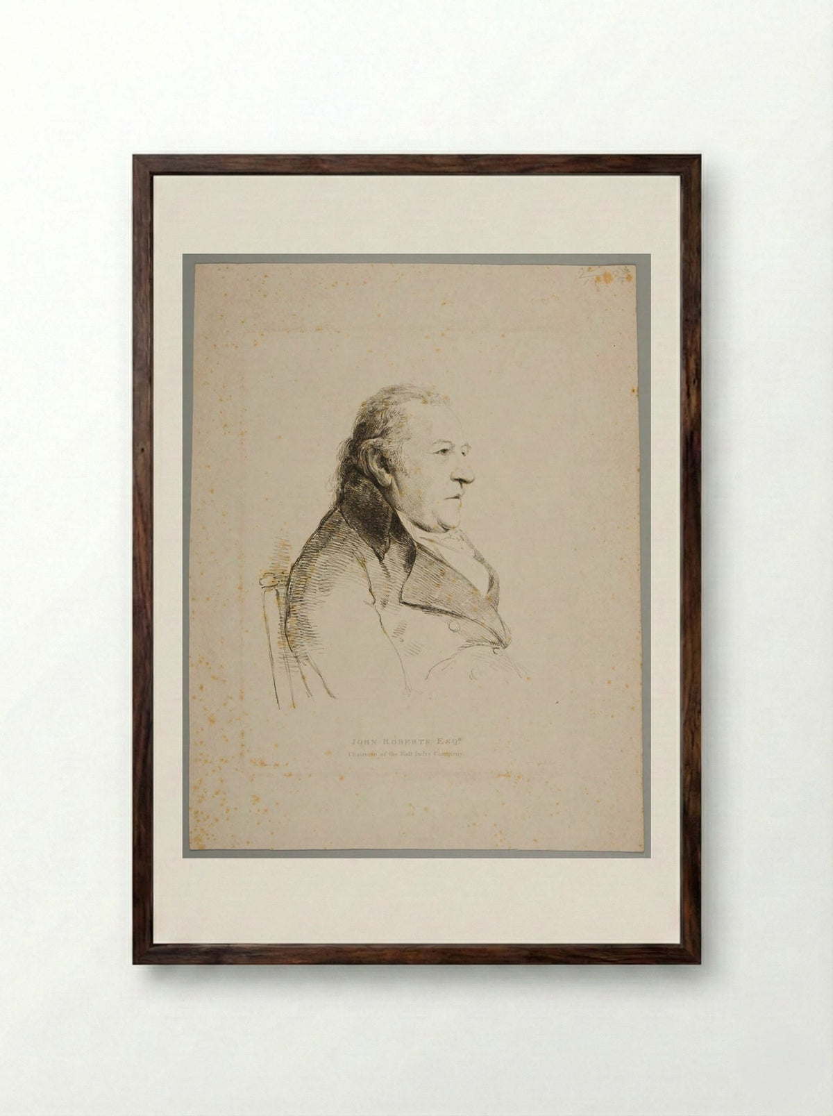 John Roberts, Chairman of the East India Company - William Daniell - Framed Print Dark Wood