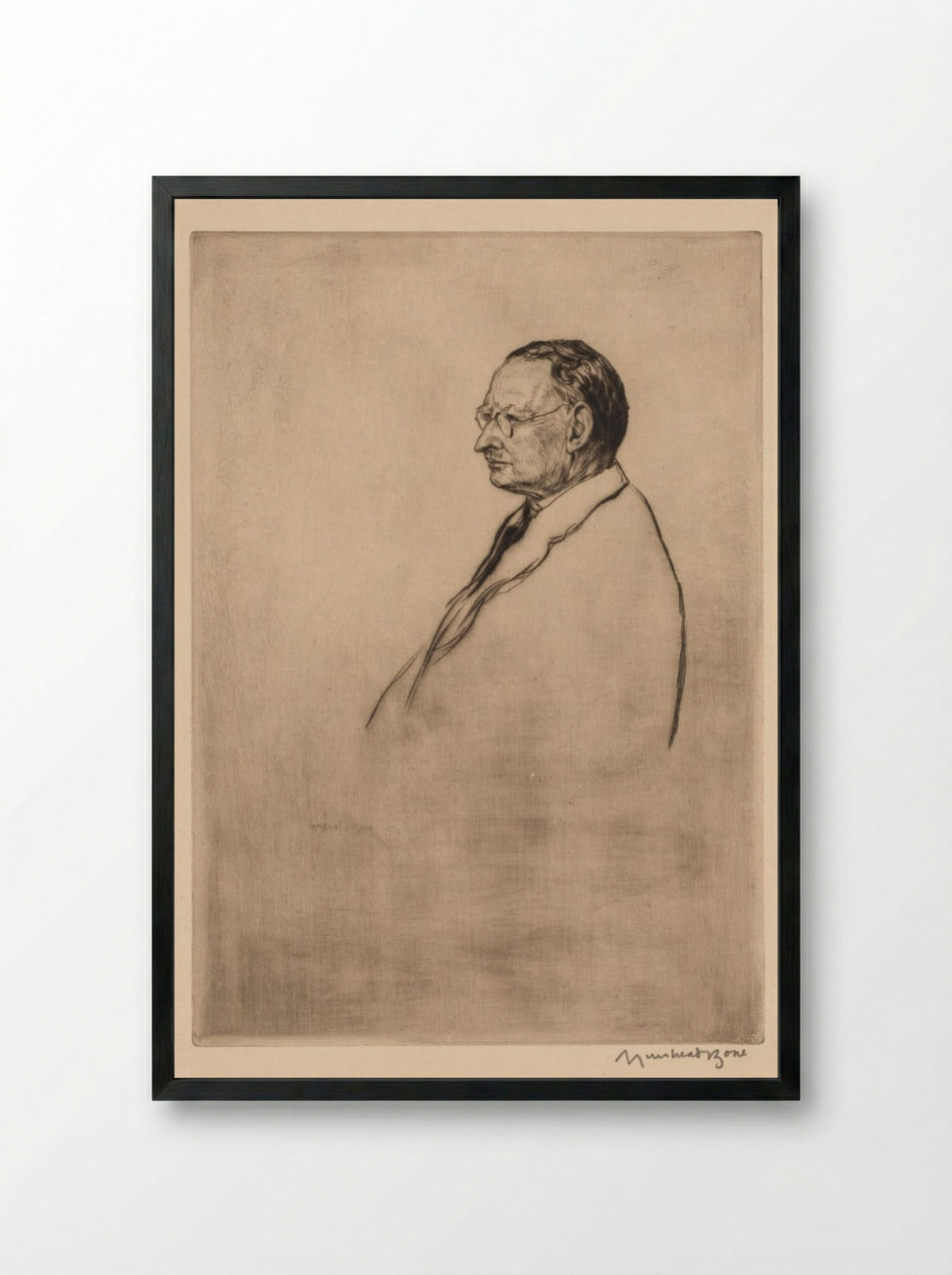 John Robertson, J. P., Dundee - Muirhead Bone - Framed Print Black