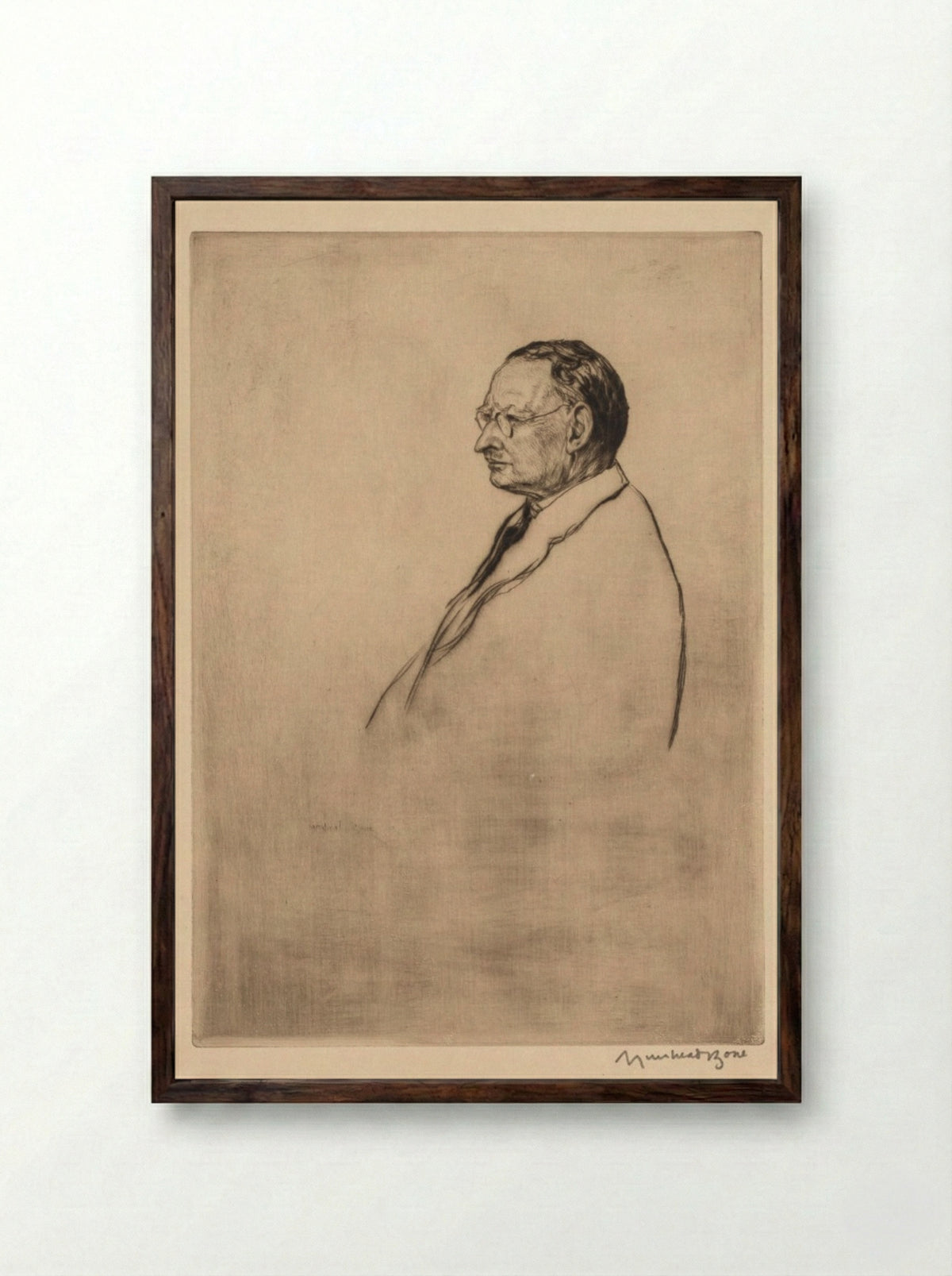 John Robertson, J. P., Dundee - Muirhead Bone - Framed Print Dark Wood